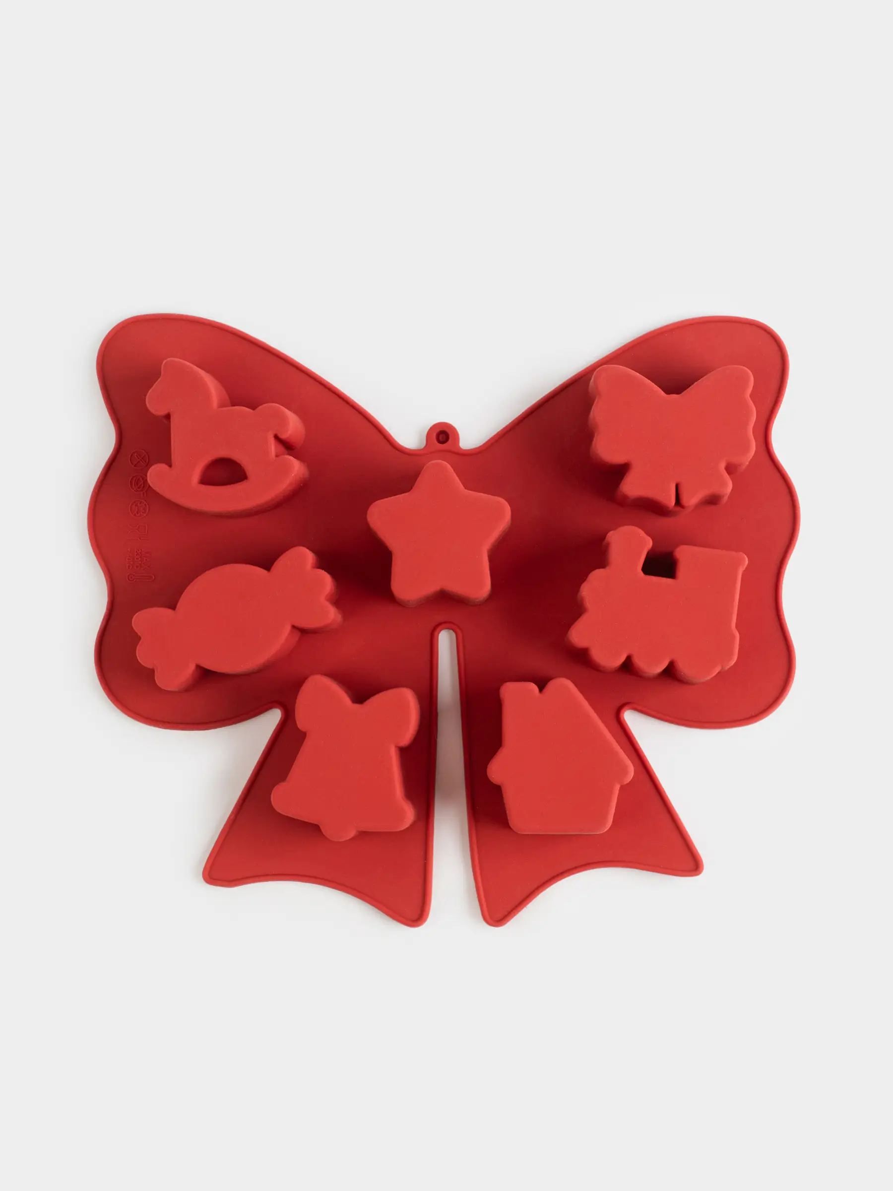 Форма для выпечки кексов, 18х21 см, 7 отд, силикон, красная, Бант, Bakery color