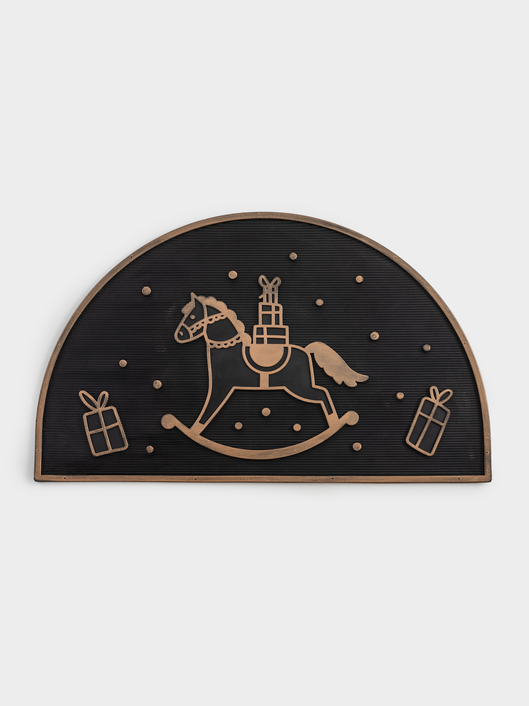 Коврик придверный, 45х75 см, резина, полукруглый, черно-серебристый, Welcome, Home deco, image-0