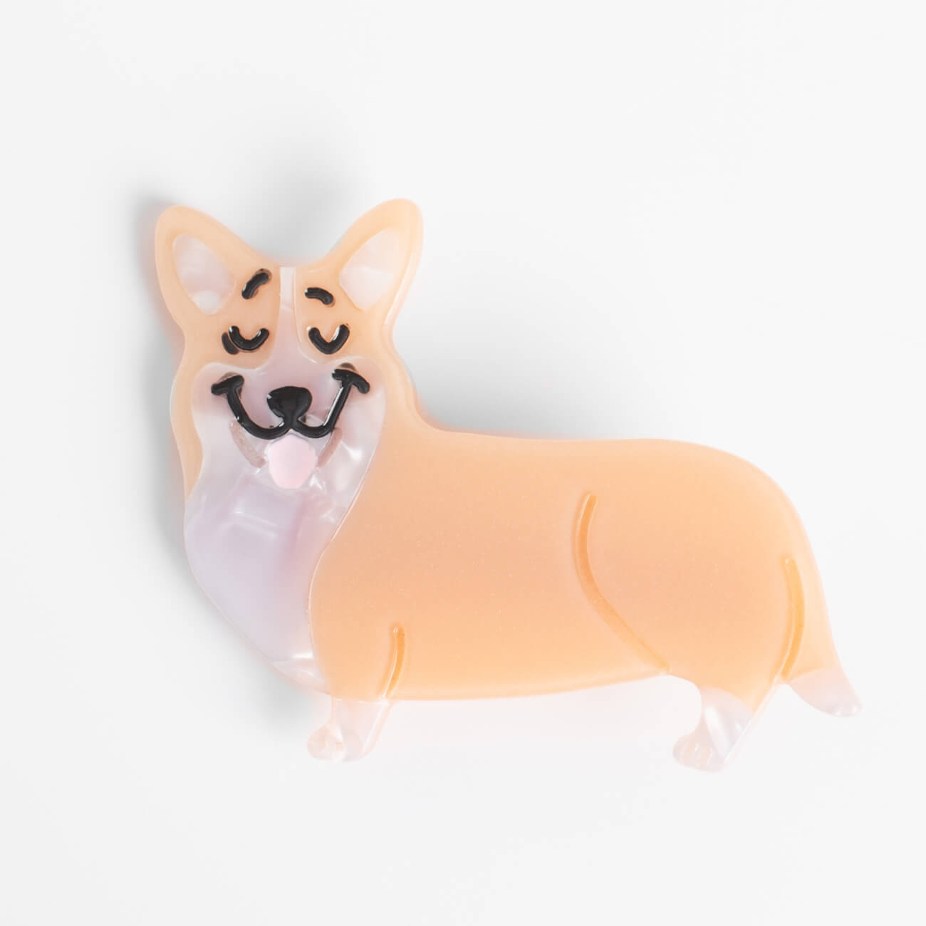 

Заколка для волос, 5 см, металл/акрил, бежевая, Корги, Corgi