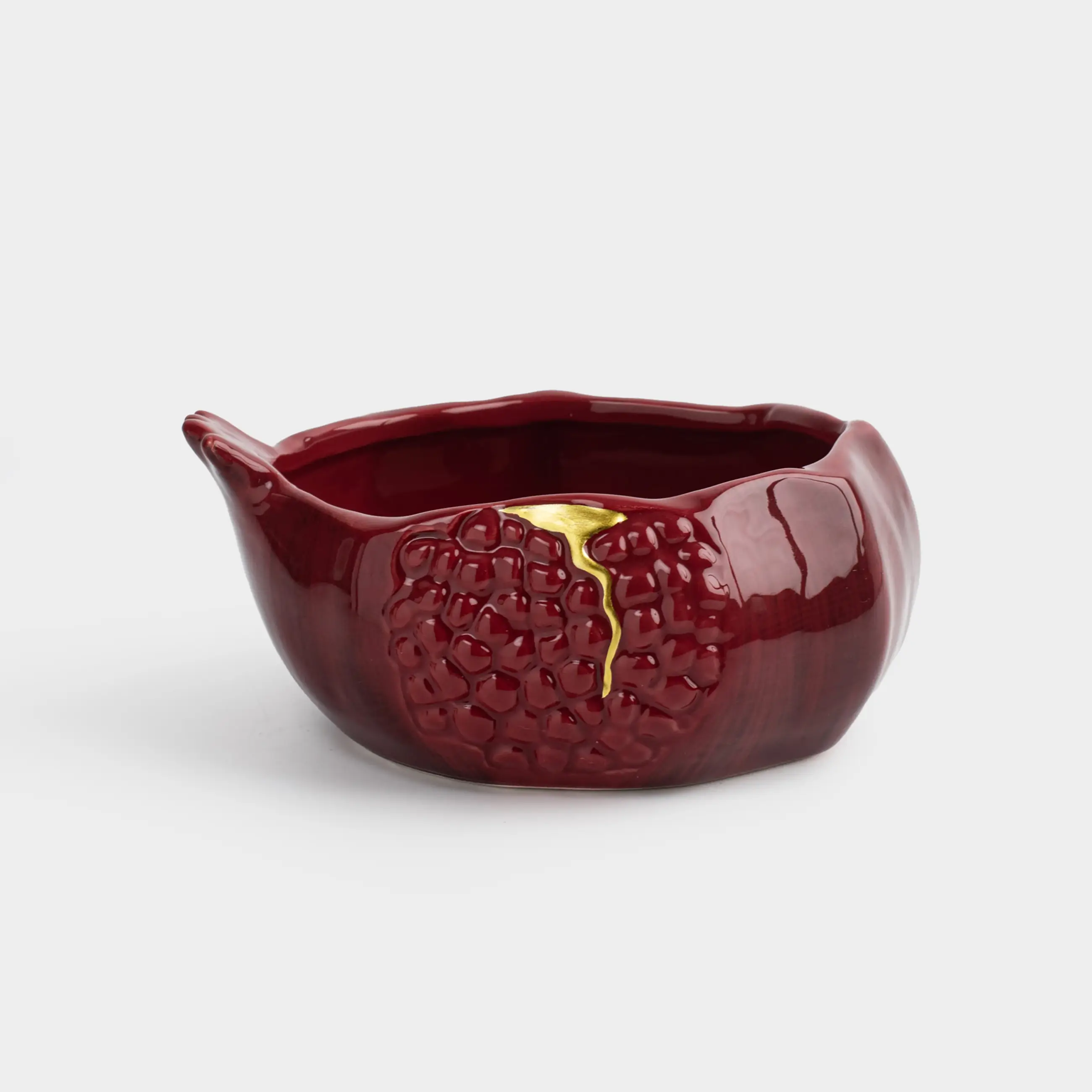 Пиала, 15х6 см, керамика, бордово-золотистая, Гранат, Pomegranate