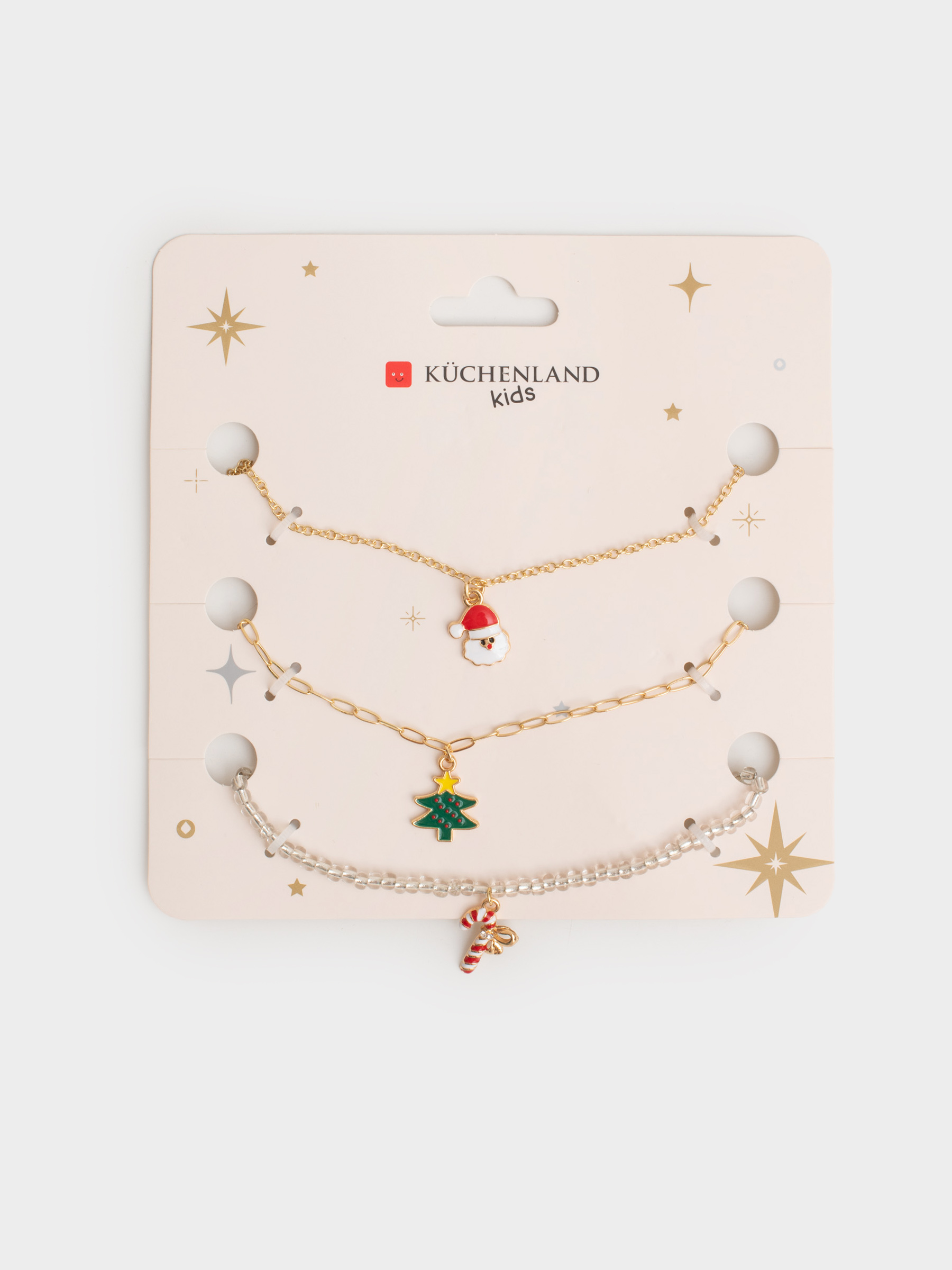 Цепочка, 40 см, 3 шт, детская, металл/стекло, золотистая/серебристая, Jewelry christmas, image-4