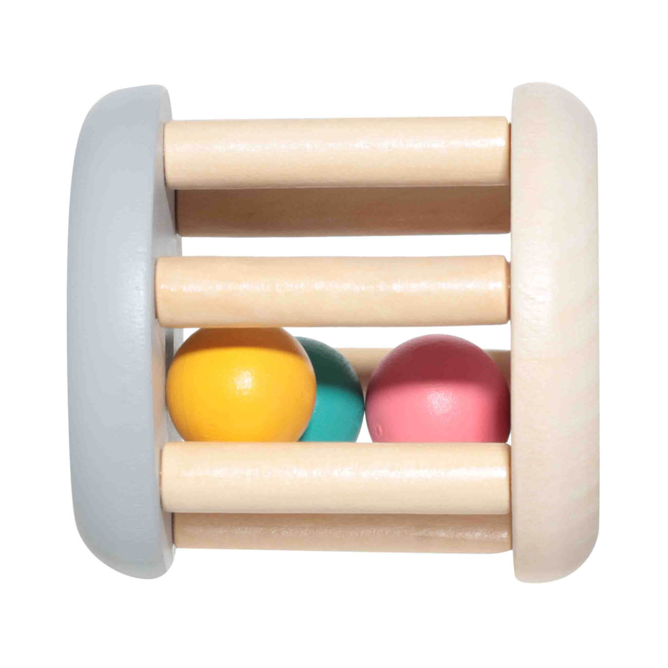 Игрушка-погремушка, 6х6 см, дерево, Бочонок с шариками, Kiddy погремушка прорезыватель пластмастер мячик 11176