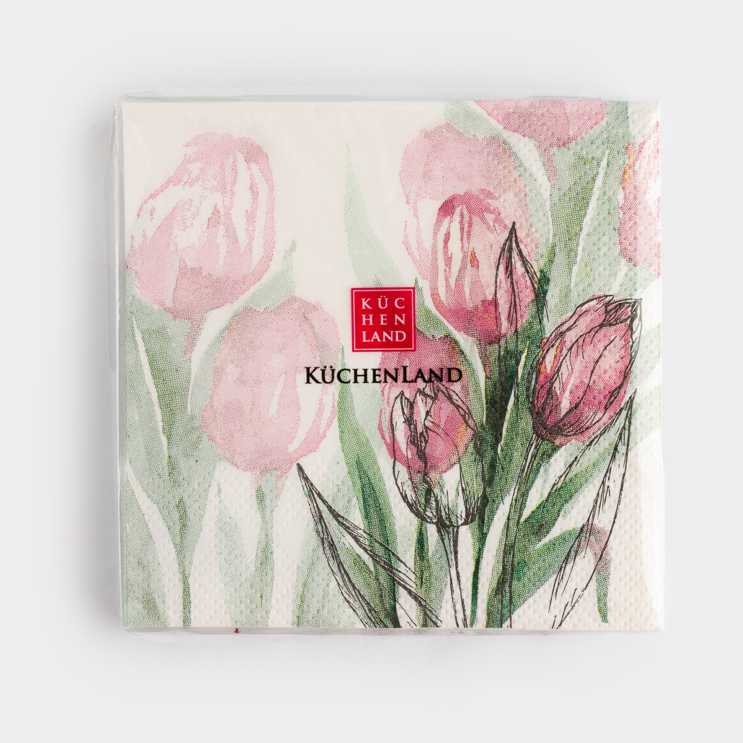 Салфетки бумажные, 21х21 см, 20 шт, квадратные, белые, Тюльпаны, Tulip garden, image-2