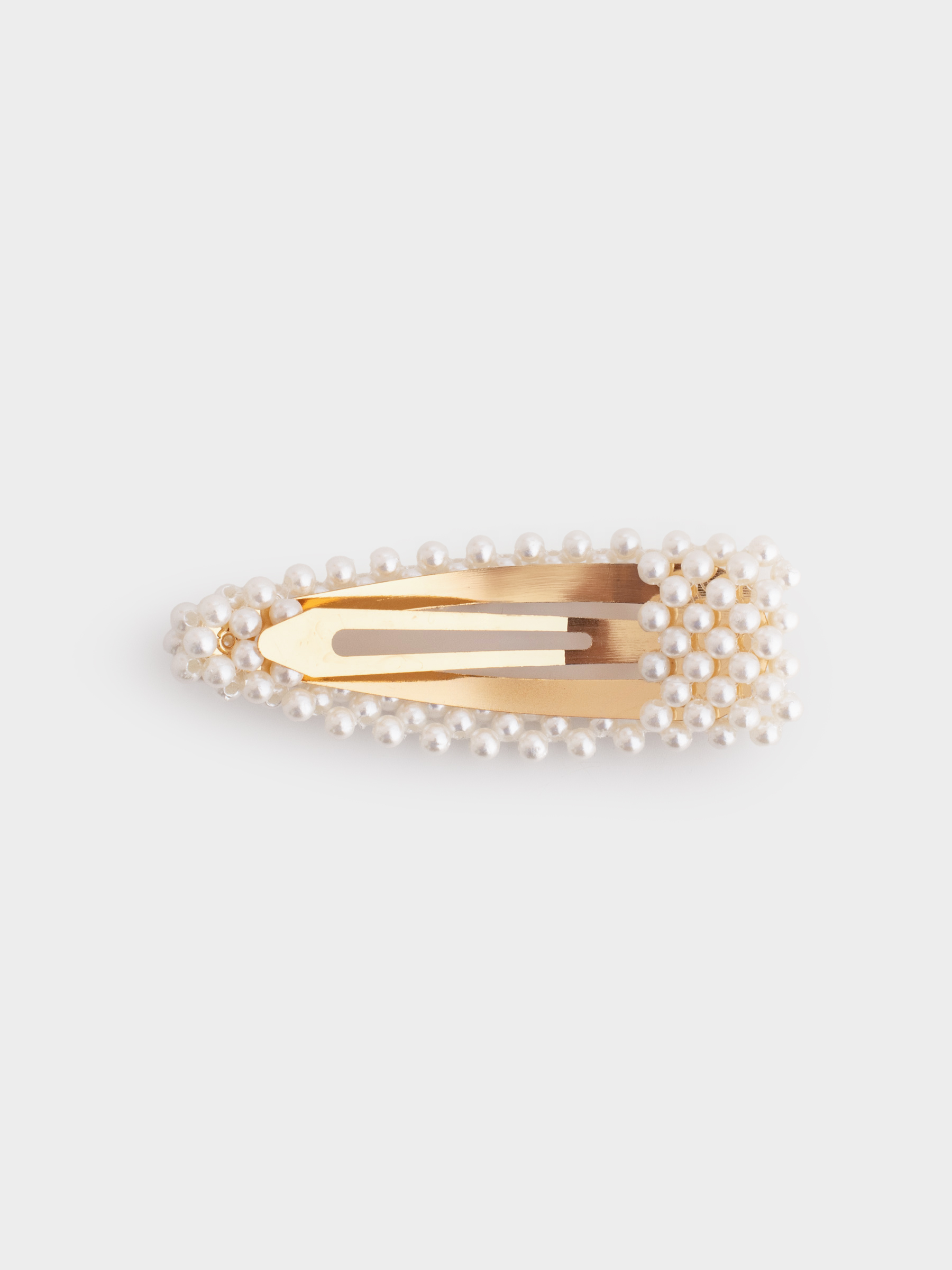 Заколка для волос, 8 см, пластик/металл, молочная, Бусины, Pearl, image-2