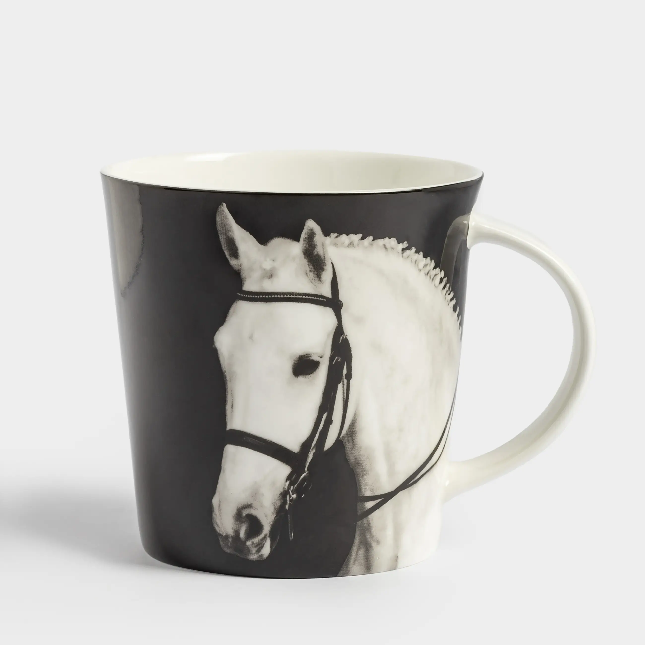 Кружка, 450 мл, фарфор F, черная, Лошадь, Horse