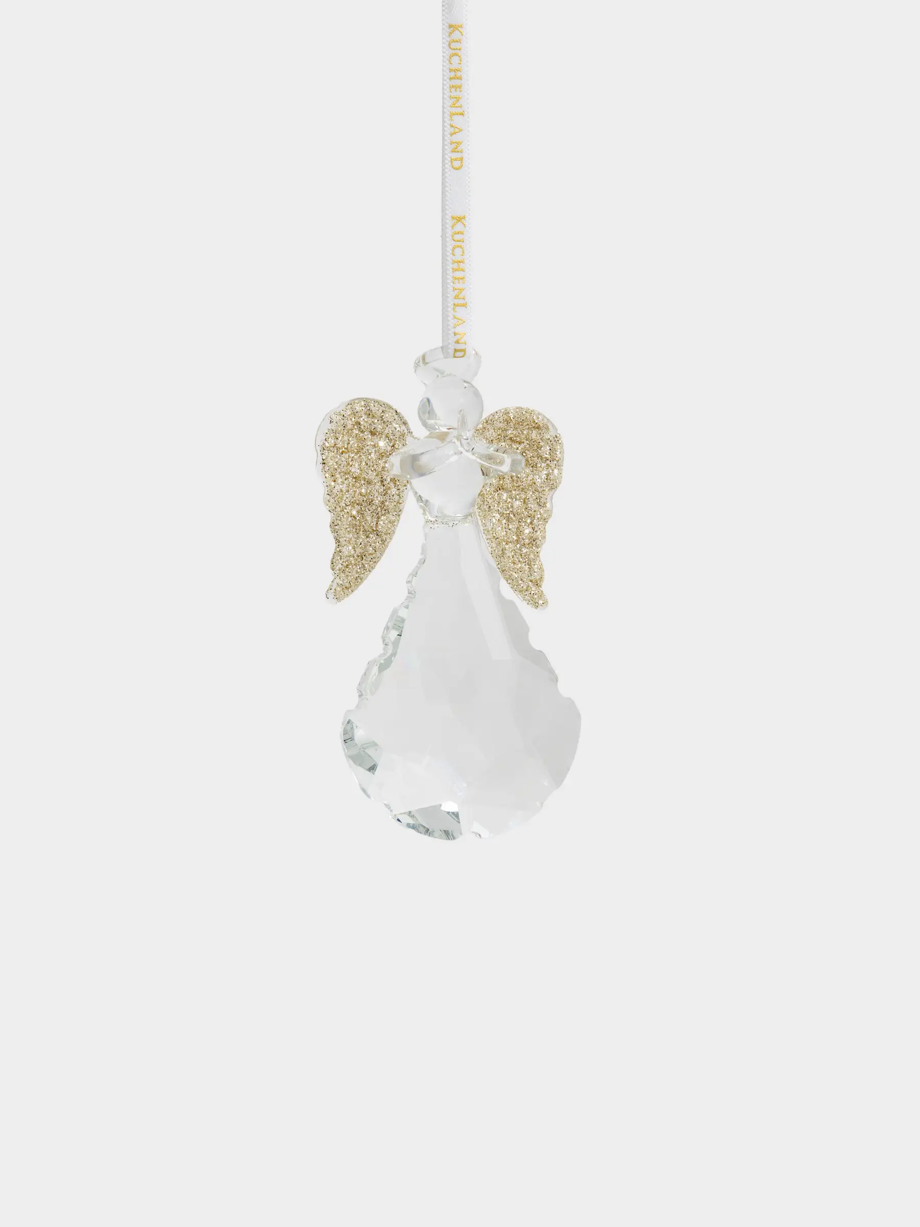 Игрушка елочная, 8 см, стекло, шампань, с блестками, Ангел, Angel Figurine, image-0