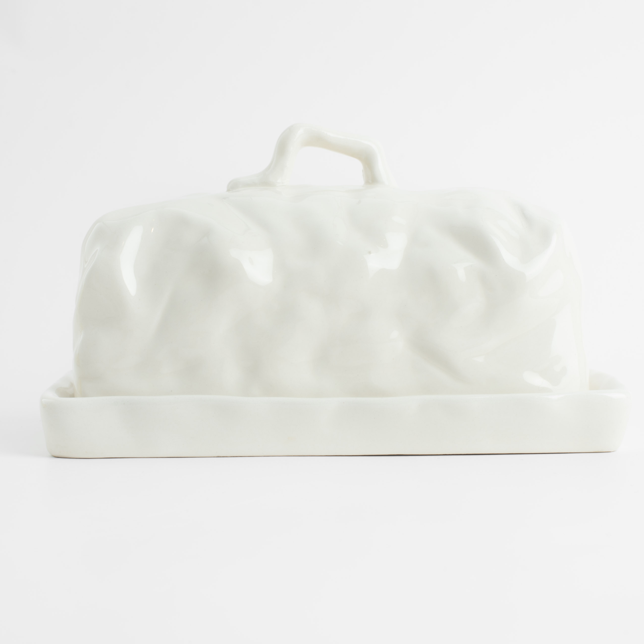 Масленка, 18 см, керамика, прямоугольная, молочная, Мятый эффект, Crumple изображение № 3
