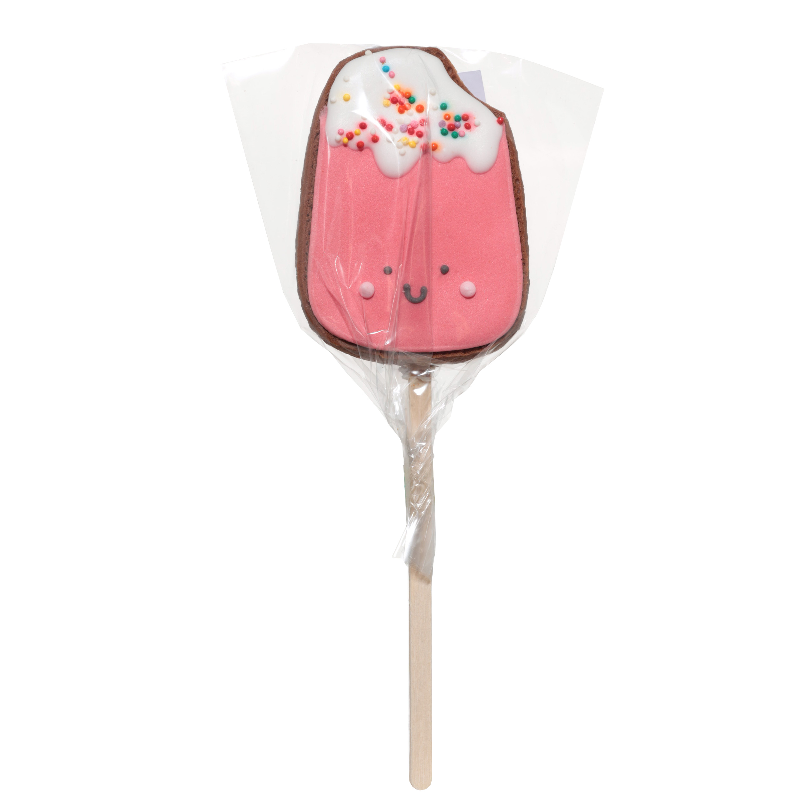 Пряник, 40 гр, глазированный, шоколадный, на палочке, розовый, Мороженое, Prani изображение № 3