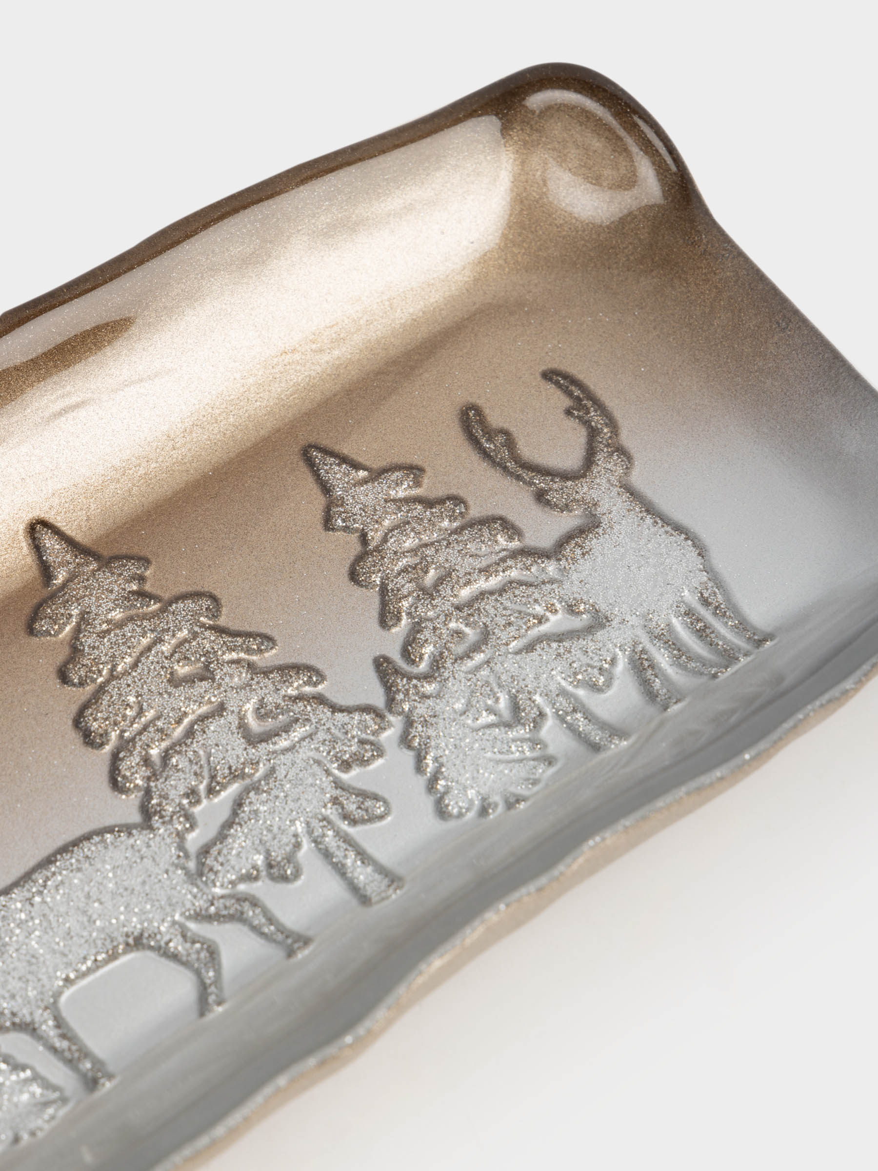 Блюдо, 29х11х3 см, стекло, молочно-бронзовое, Олени в лесу, Brumal, image-2