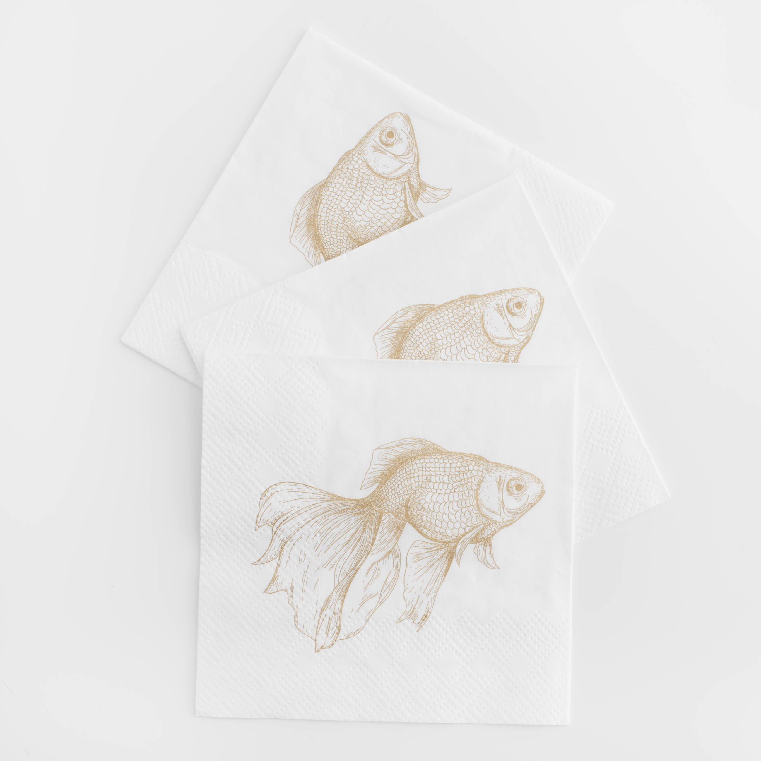 Салфетки бумажные, 21х21 см, 20 шт, белые, Рыбка, Goldfish изображение № 2