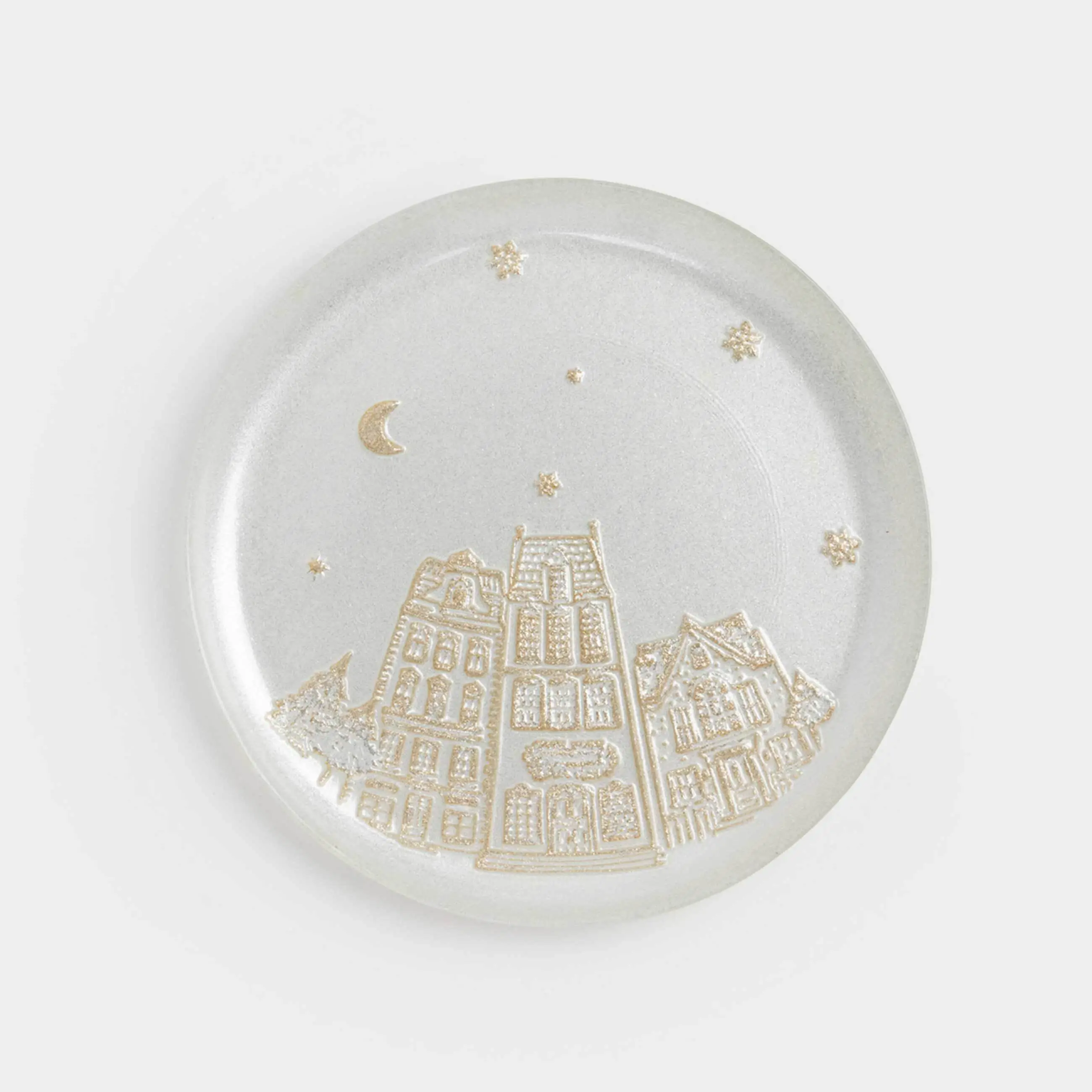 Блюдо, 21х2 см, стекло, молочное/шампань, Дома, Houses pattern