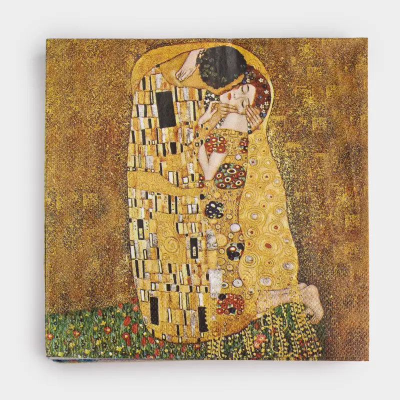 Салфетки бумажные, 33х33 см, 20 шт, квадратные, Климт, Поцелуй, Art поцелуй ,image-0