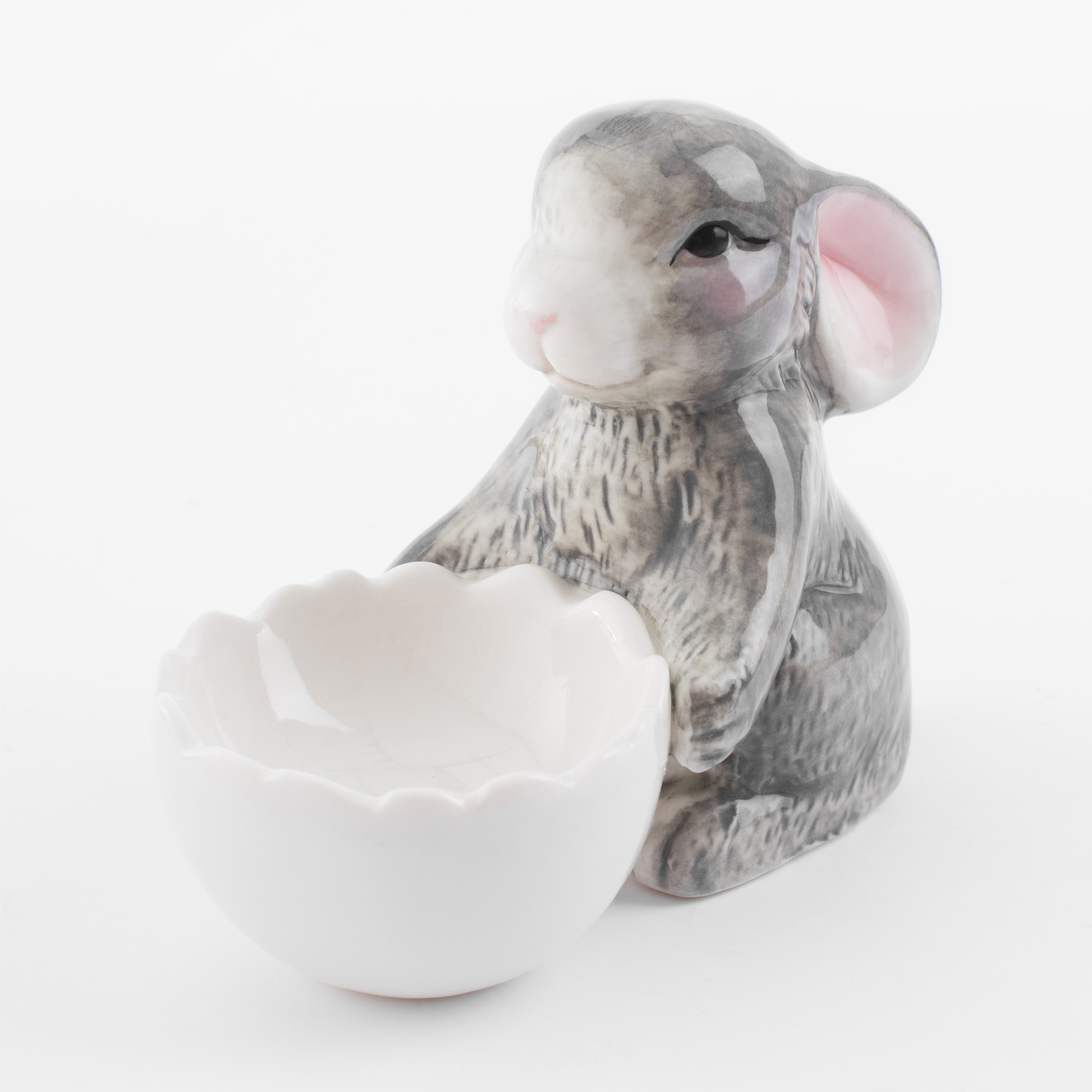 Подставка для яйца, 11 см, фарфор P, бело-серая, Кролик со скорлупой, Pure Easter изображение № 2