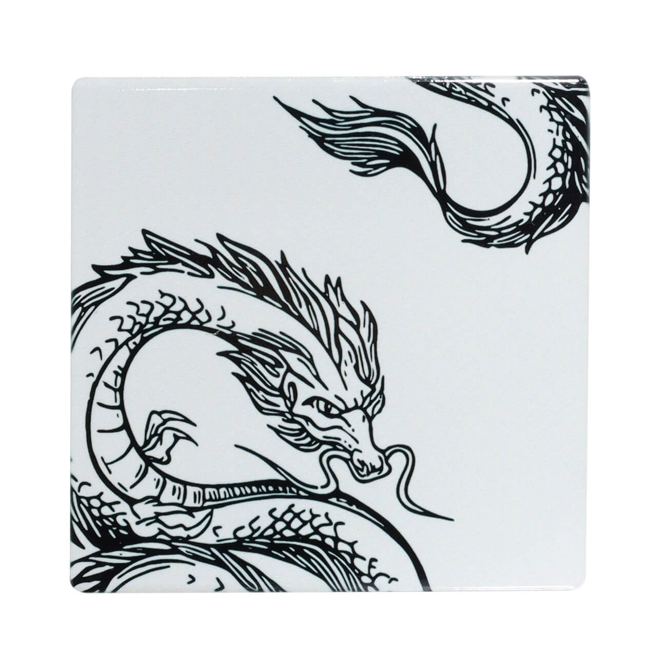 Подставка под кружку, 11х11 см, керамика/пробка, квадратная, молочная, Дракон, Dragon dayron изображение № 1