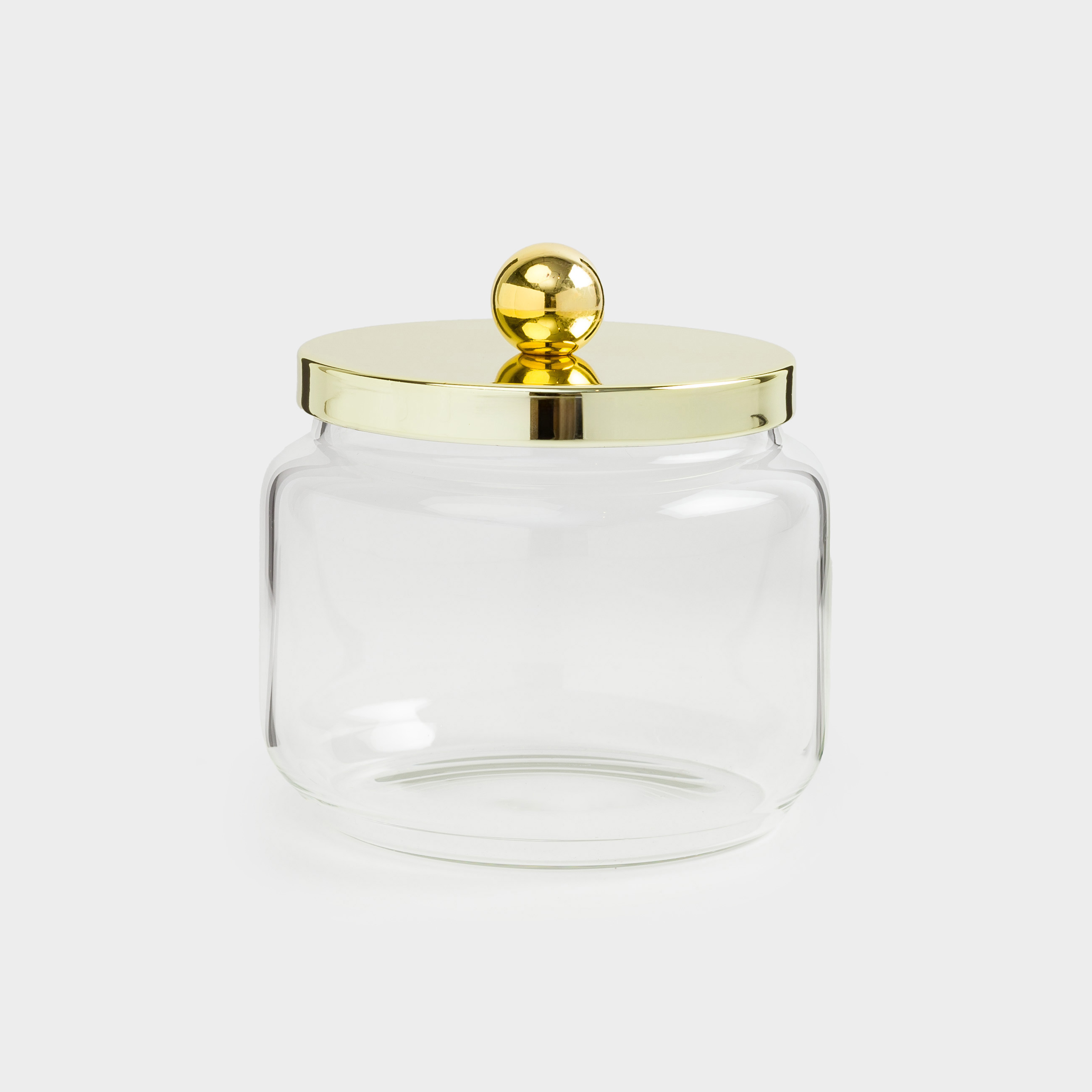 Емкость для хранения, 9х9 см, 300 мл, стекло/металл, золотистая, Classic gold, image-0