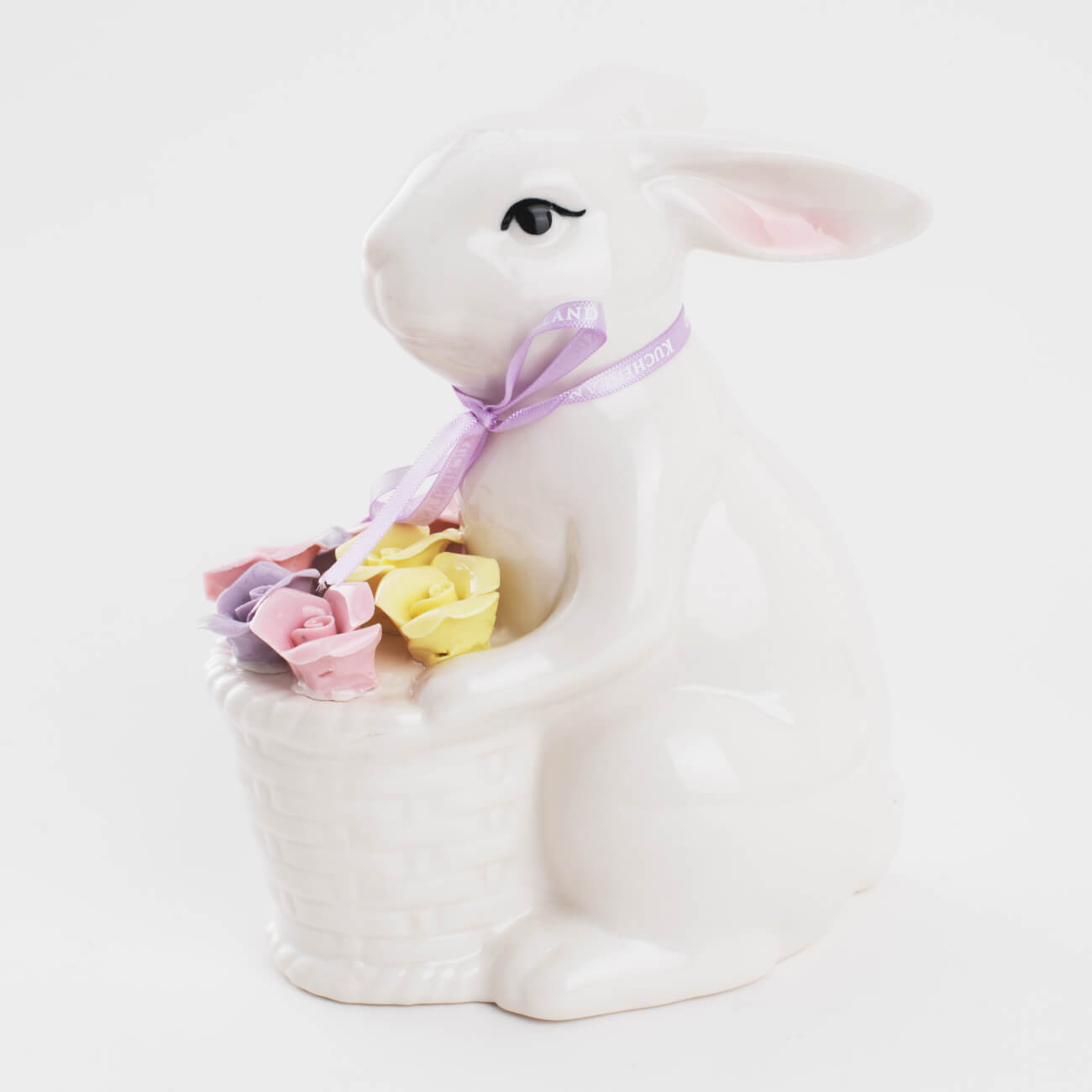 тарелка закусочная 23 см фарфор n кролик c ами pure easter Статуэтка, 17 см, фарфор P, белая, Кролик с корзиной цветов, Pure Easter