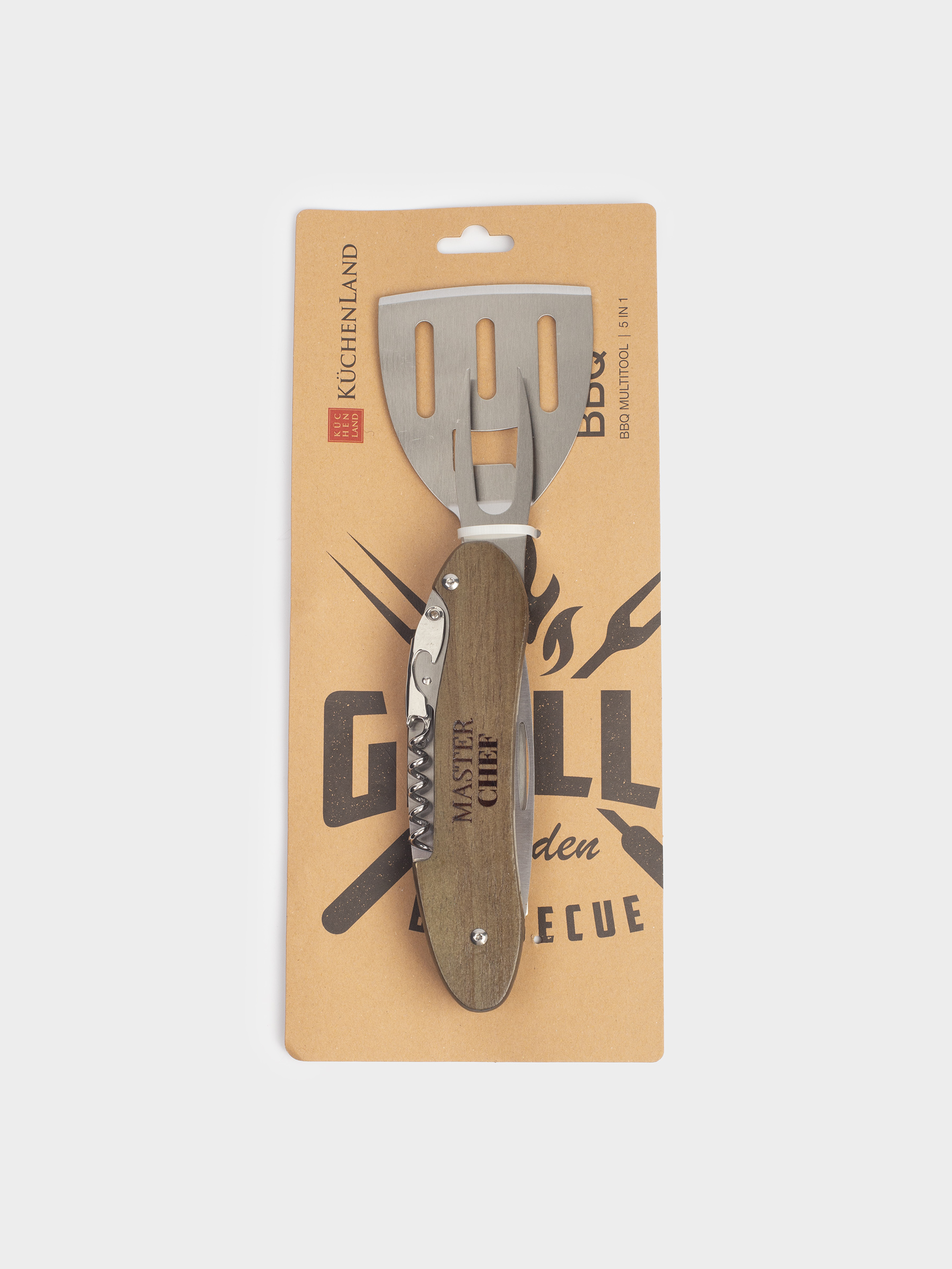 Мультитул для барбекю, 5 в 1, 42 см, разборный, сталь/дерево, BBQ, image-7