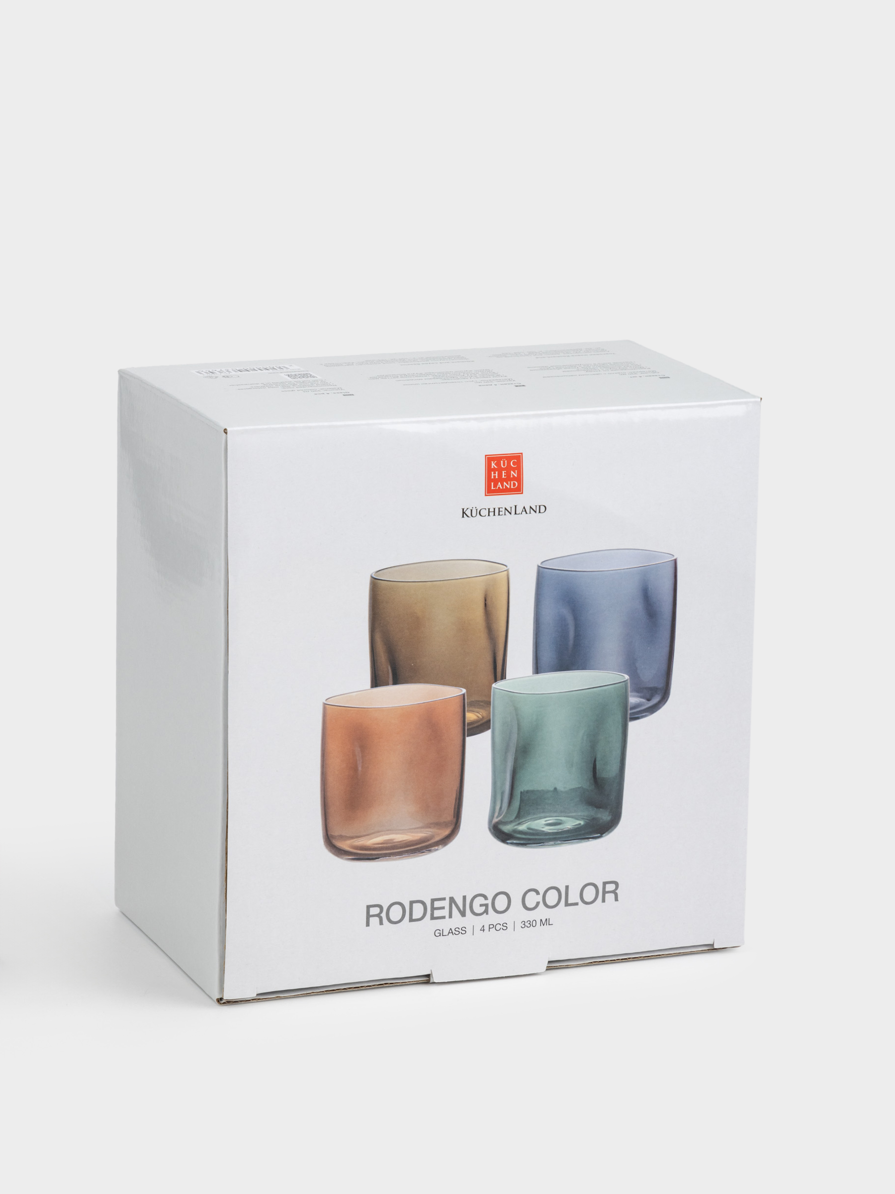 Стакан, 9 см, 330 мл, 4 шт, стекло, цветной микс, Rodengo color, image-4