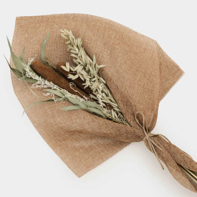 Букет декоративный, 54 см, в мешковине, сухоцветы, Колосья, Dried flower, image-0