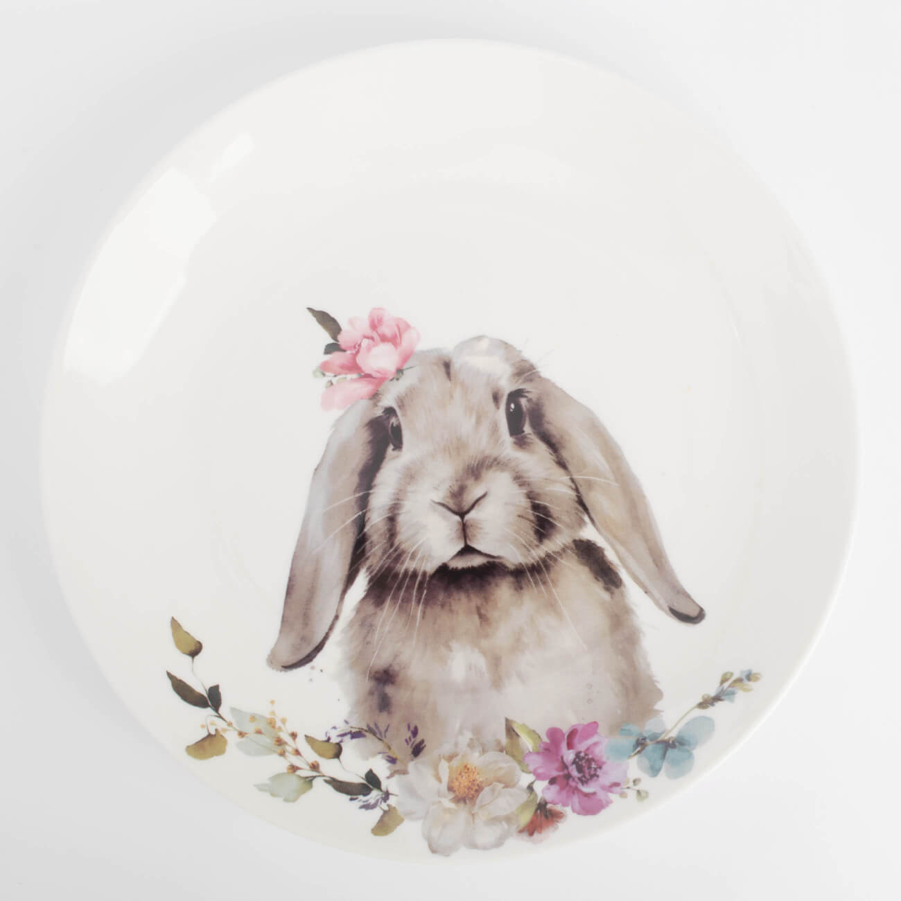 Тарелка закусочная, 23 см, фарфор N, Кролик c цветами, Pure Easter тарелка закусочная детская 22х15 см фарфор р бежевая фигурная зайчик friend