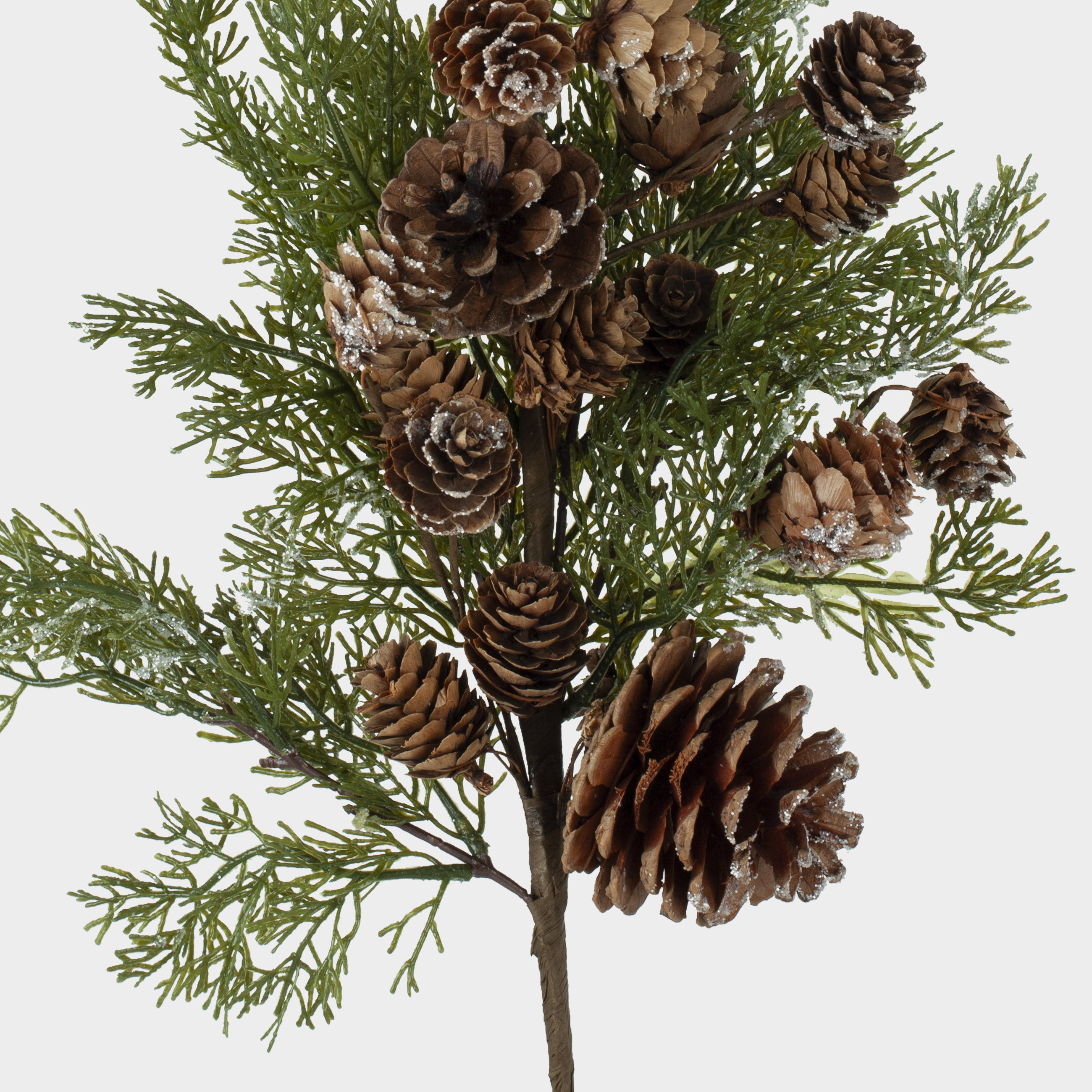 Ветка декоративная, 74 см, полиэтилен, серебристая, Хвоя с шишками, Conifer decor, image-1
