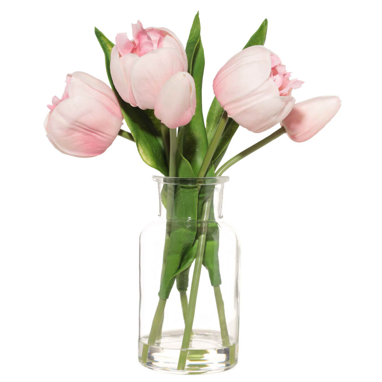 Букет искусственный, 21 см, в вазе, полиуретан/стекло, Розовые тюльпаны, Tulip garden букет мысли евы