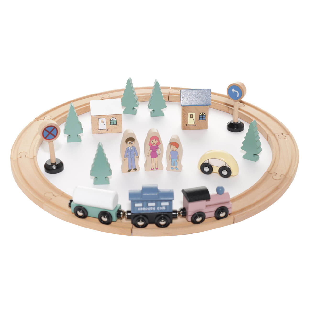 Железная дорога игрушечная, 28 см, дерево, Город, Game железная дорога train на батарейках в пакете