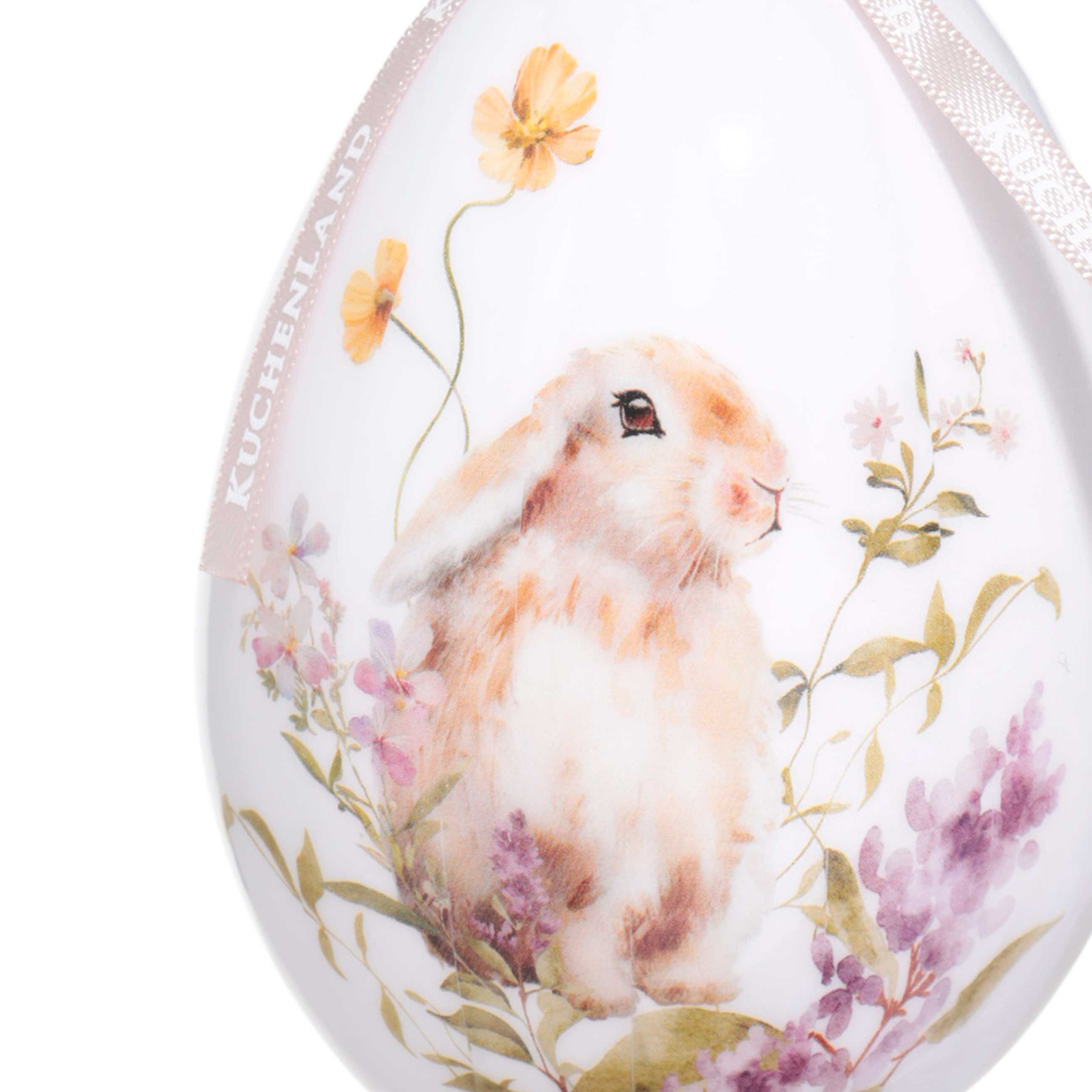 Подвеска, пасхальное яйцо, 10 см, пенопласт, Кролик в цветах, Easter изображение № 2