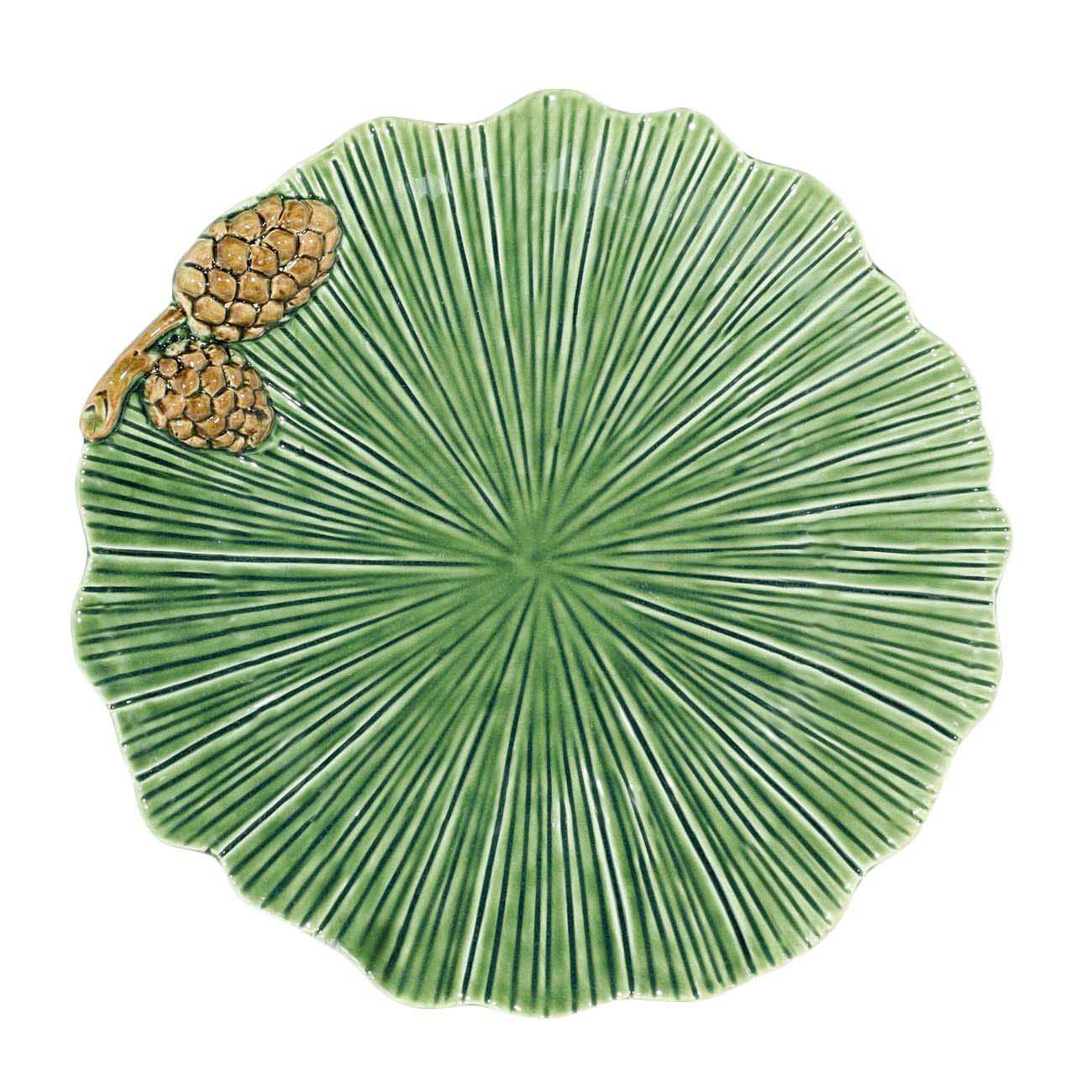 

Блюдо, 21 см, керамика, круглое, зеленое, Шишки на листе, Fir cone