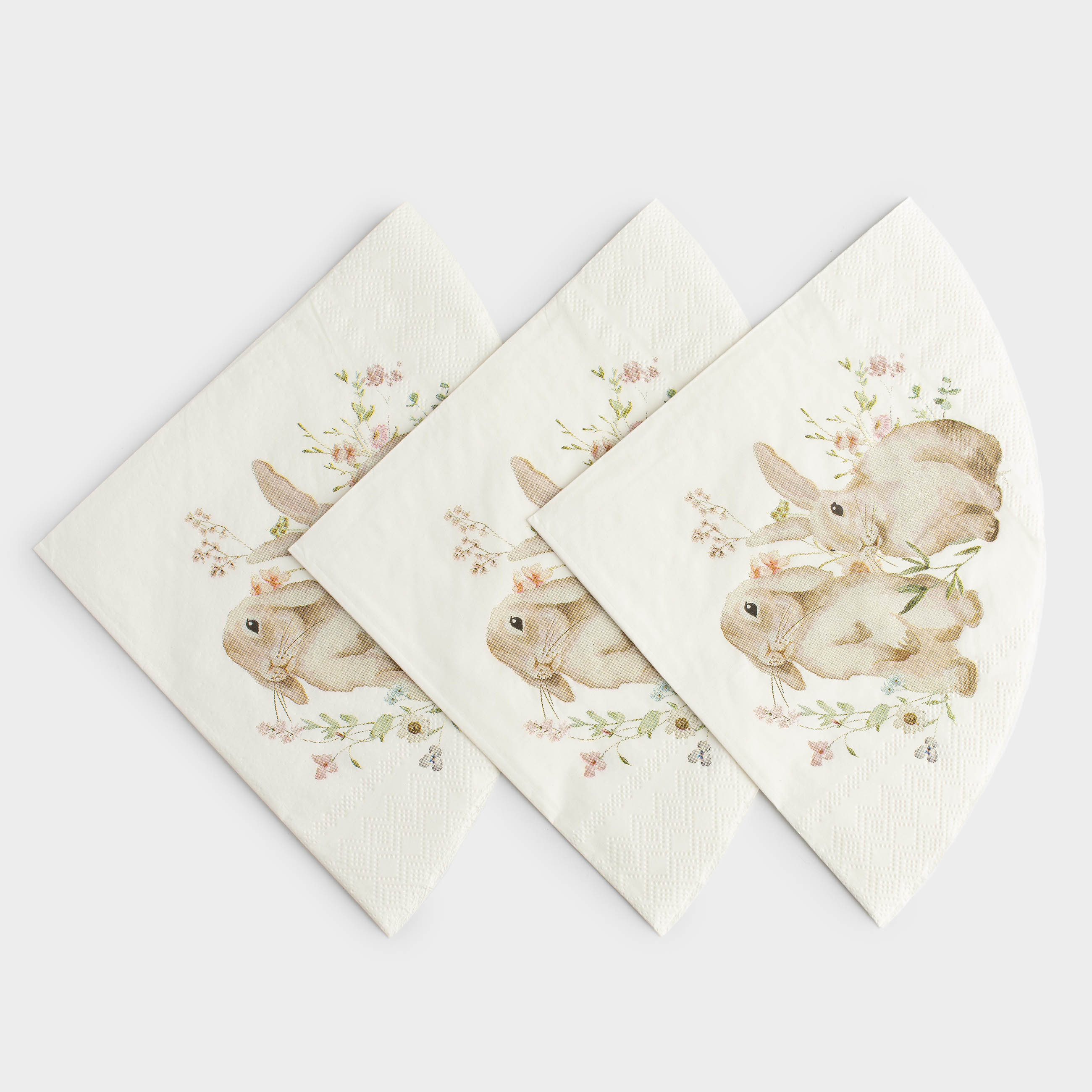 Салфетки бумажные, 33х33 см, 20 шт, круглые, белые, Кролики и цветы, Natural Easter, image-1