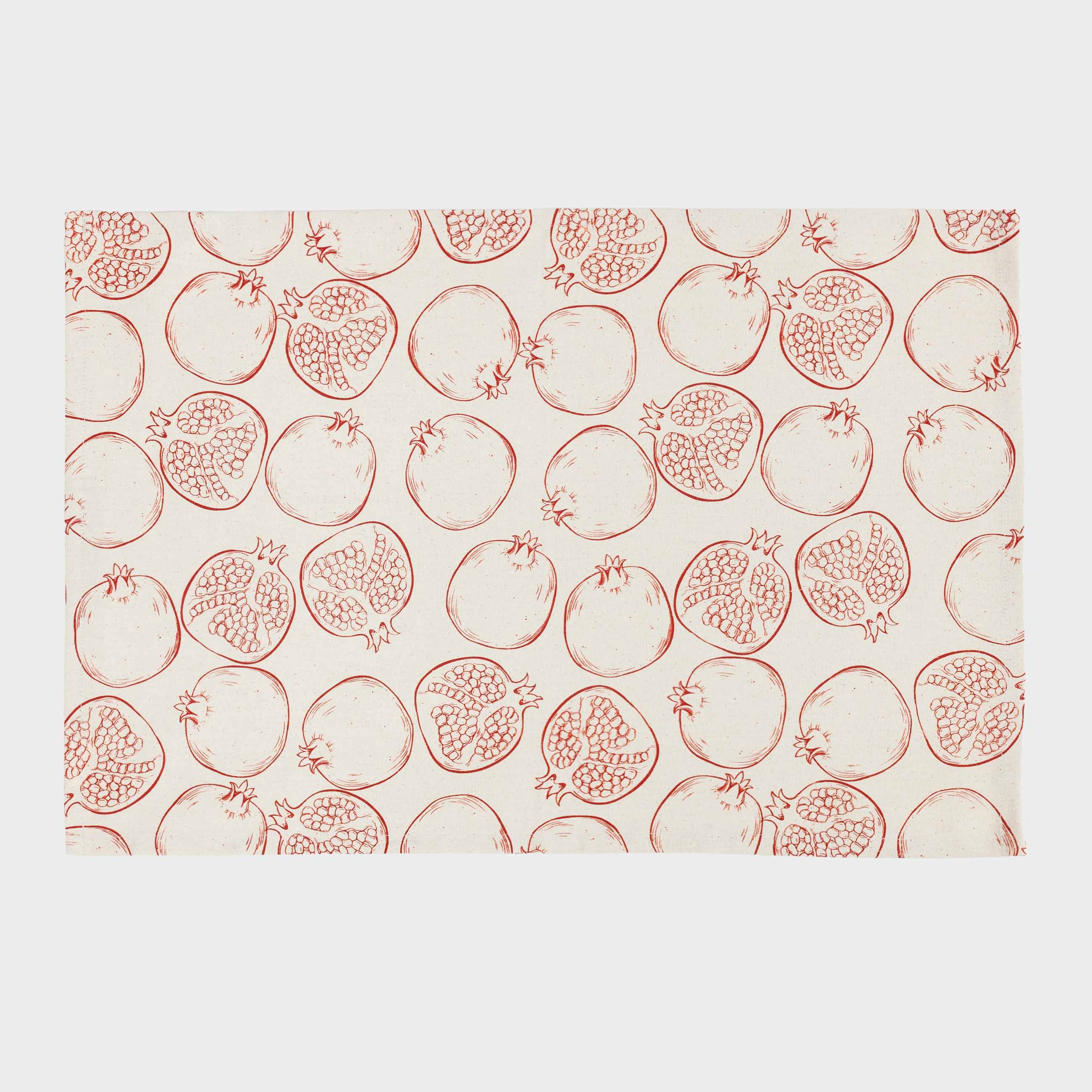 Полотенце кухонное, 40x60 см, 3 шт, хлопок, бежевое/зеленое, Гранаты, Pomegranate