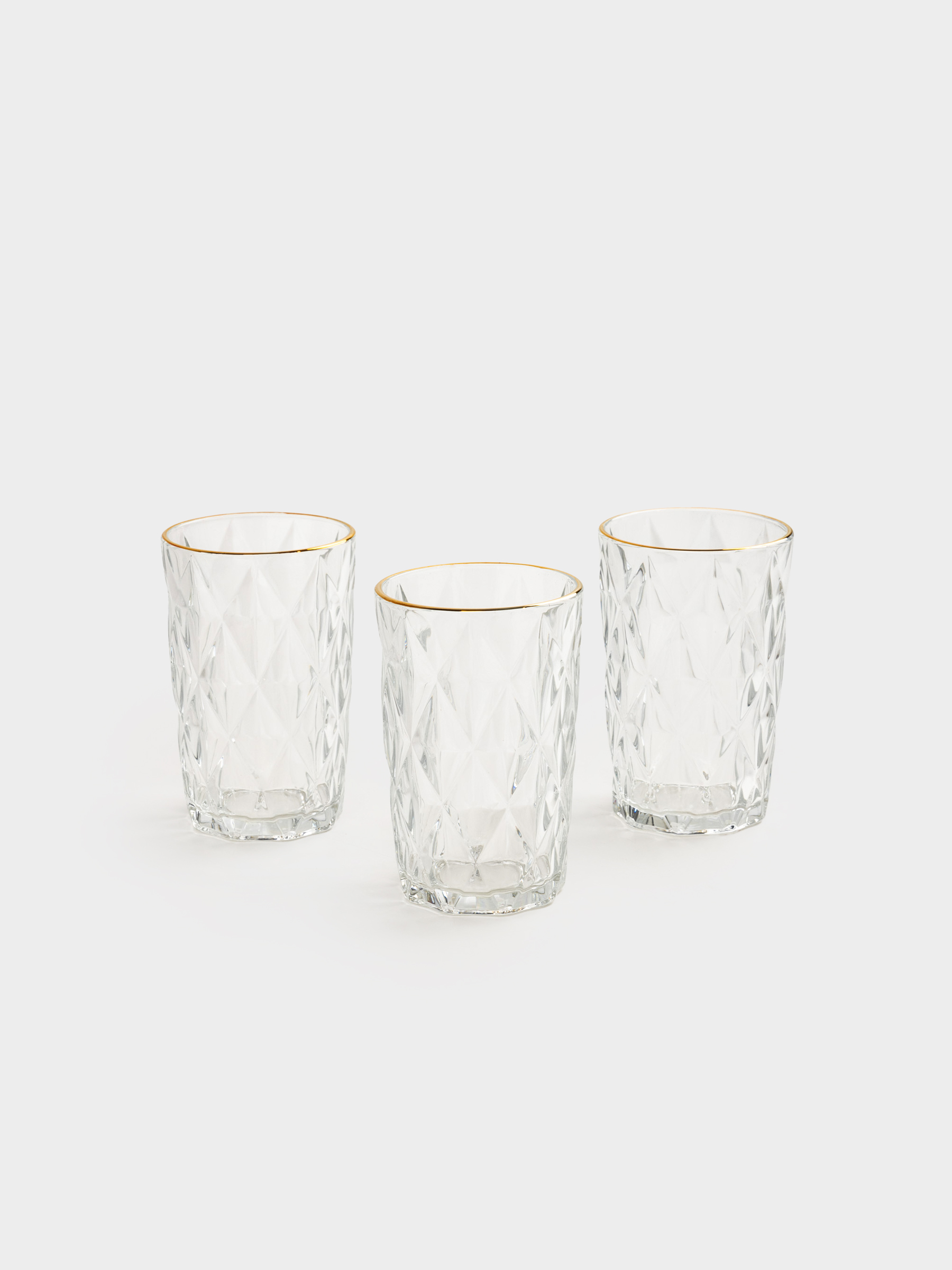 Стакан, 13 см, 340 мл, 6 шт, стекло Р, с золотистым кантом, Rhomb gold, image-1