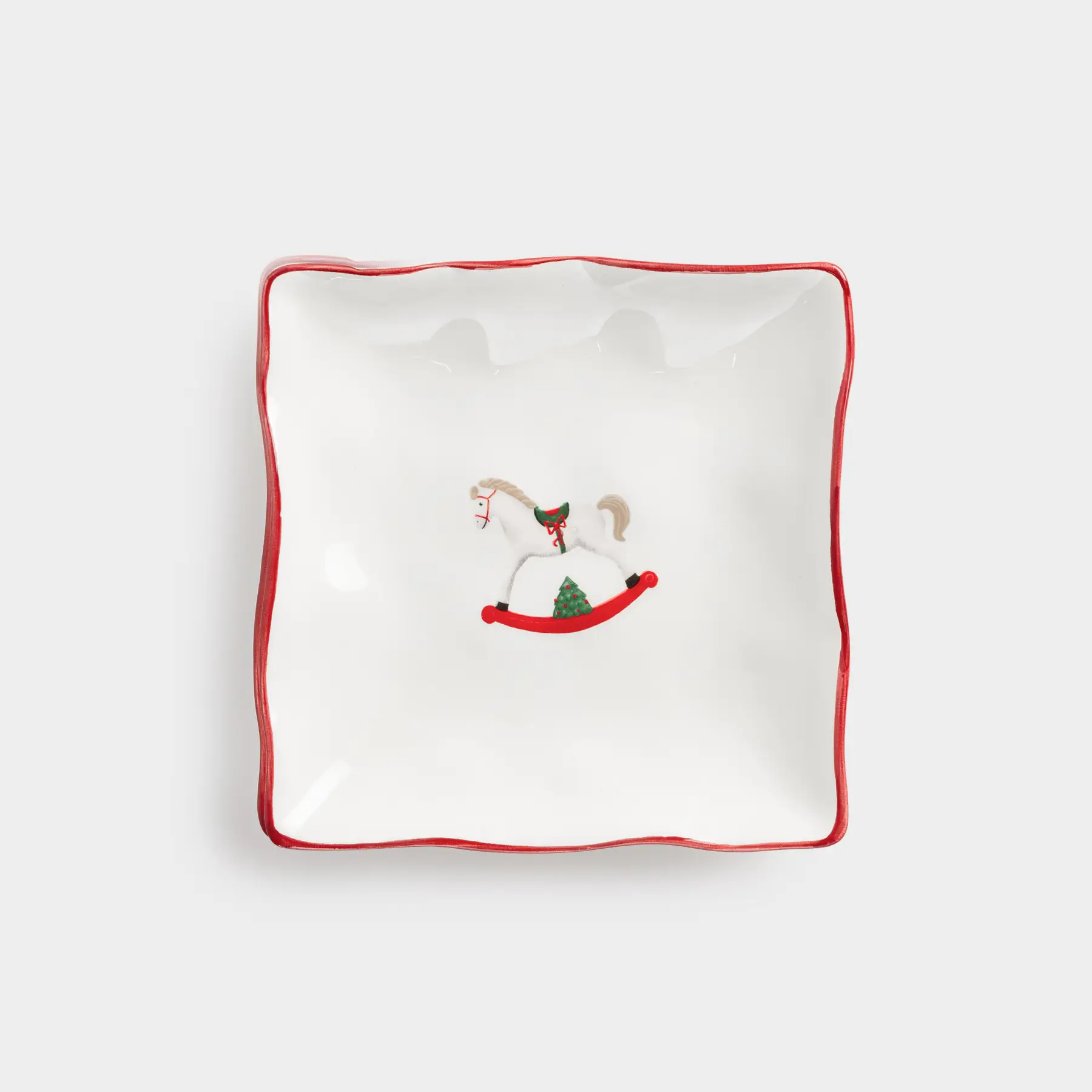 Блюдо, 15х15 см, керамика, квадратное, Лошадка, Christmas tree