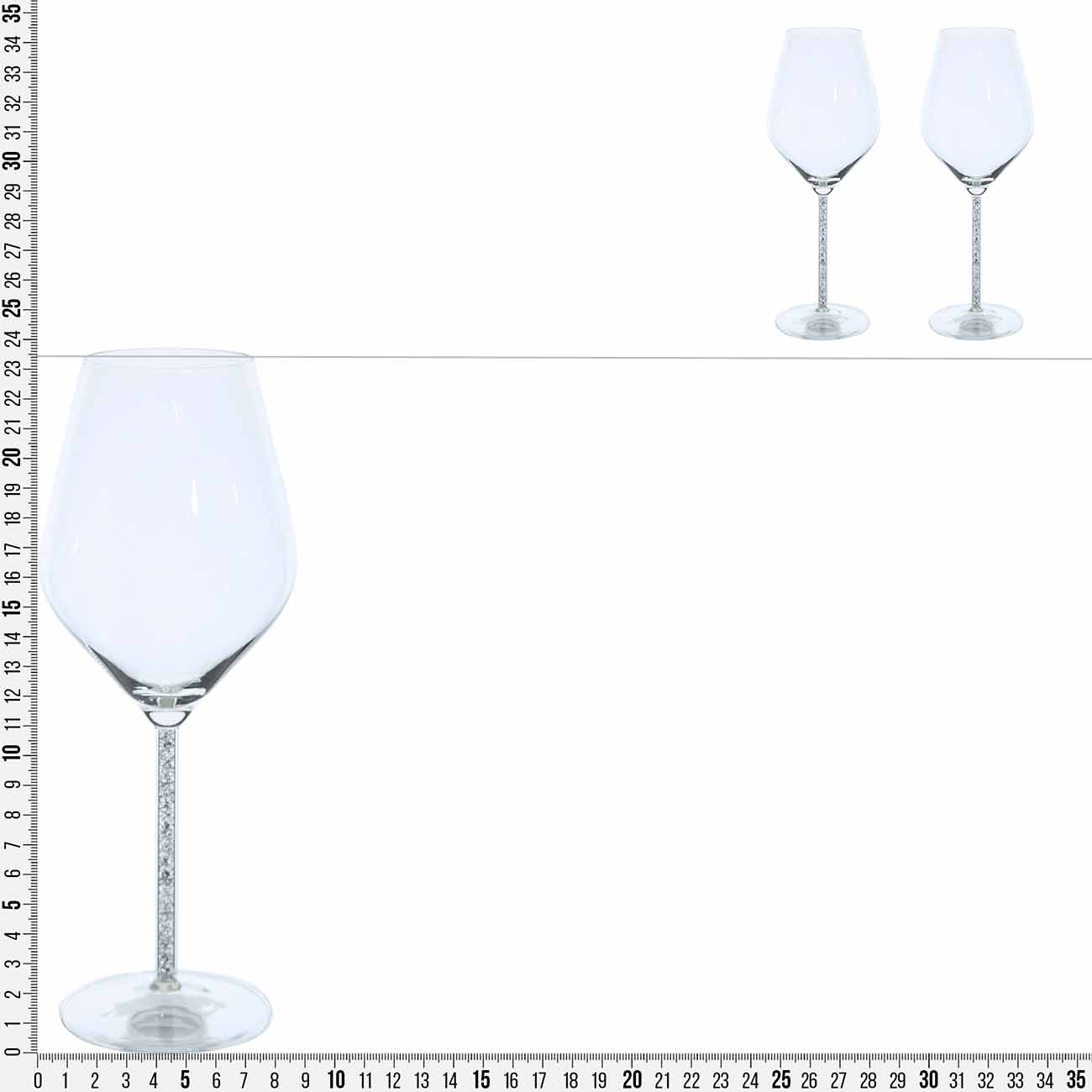 Бокал для вина, 450 мл, 2 шт, стекло/стразы, Crystal decor изображение № 3