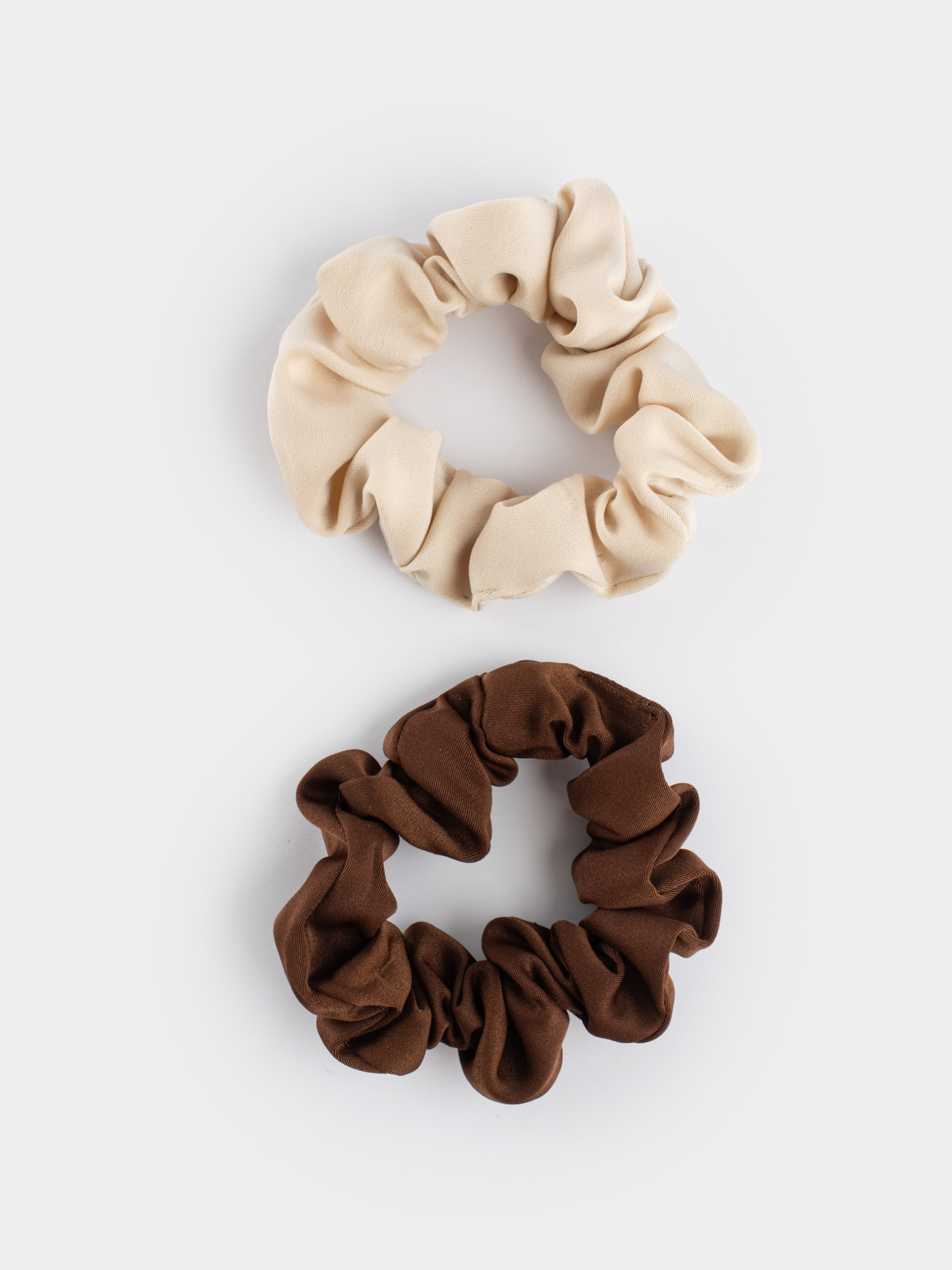 Резинка для волос, 9 см, 2 шт, детская, сатин, бежевая/коричневая, Silk, image-1
