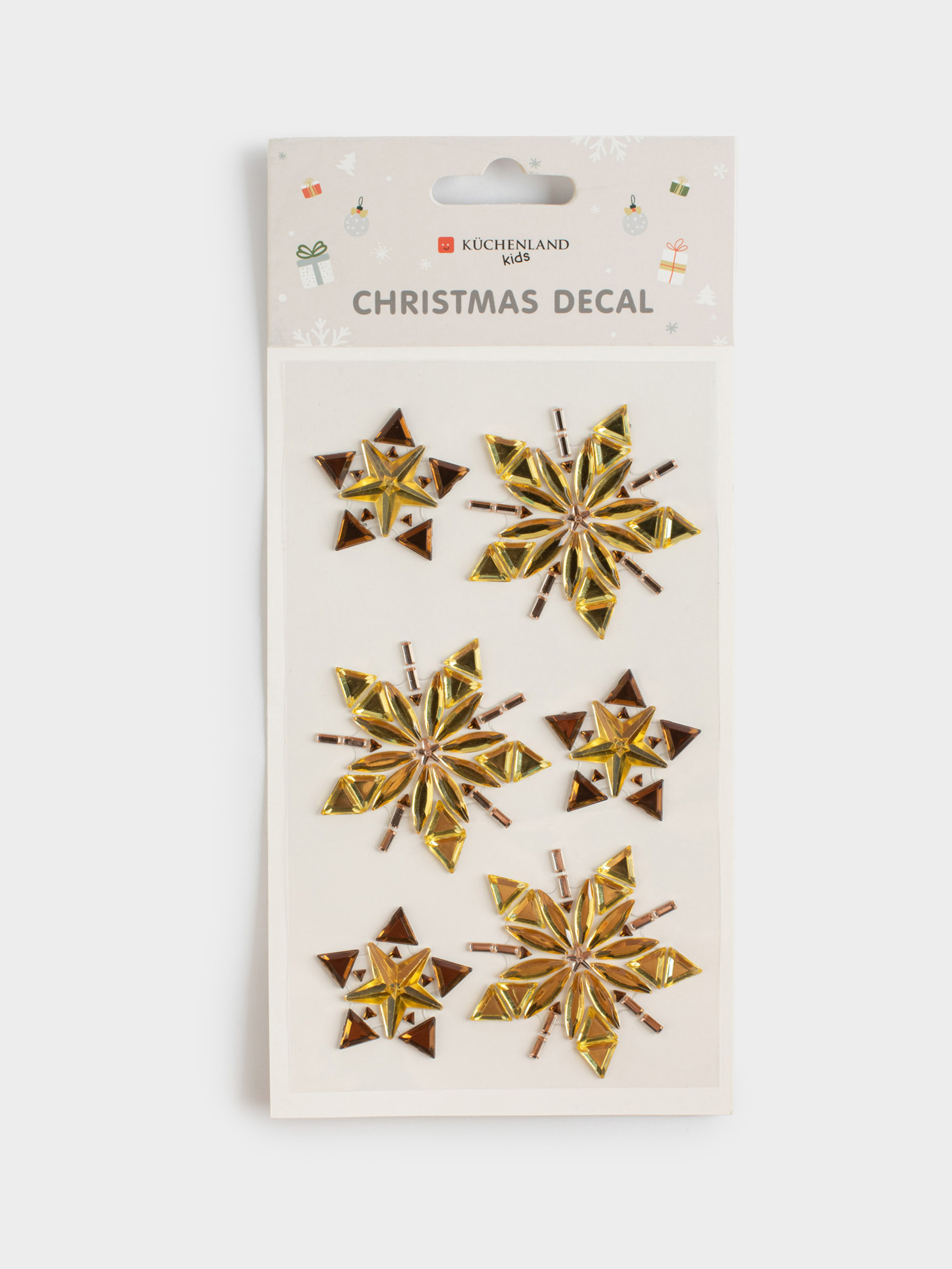 Набор наклеек, 9х17 см, одноразовые, акрил, Золотые звезды, Christmas decal, image-3