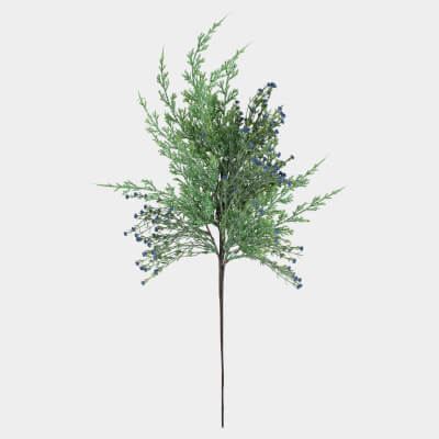 Ветка декоративная, 68 см, пластик, Хвоя с синими цветами, Conifer decor ,image-0