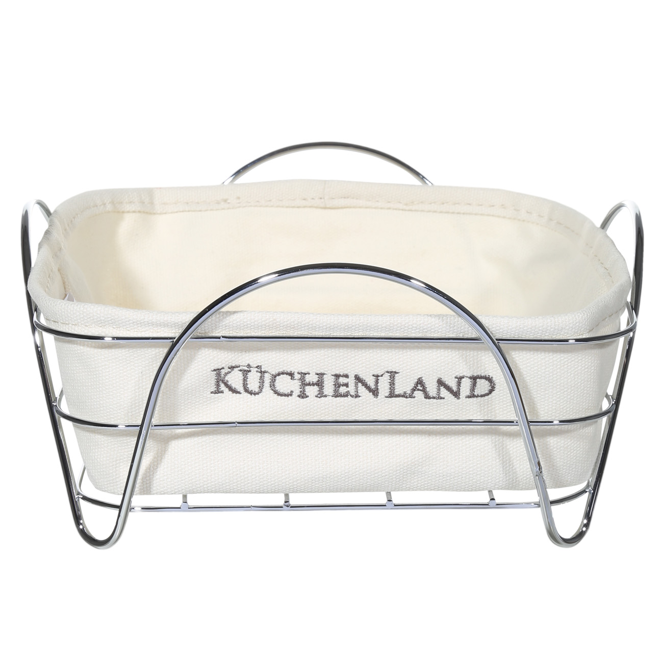

Kuchenland Корзина для хлеба, 21x21 см, хлопок/сталь, квадратная, белая/серебристая, Twist silver