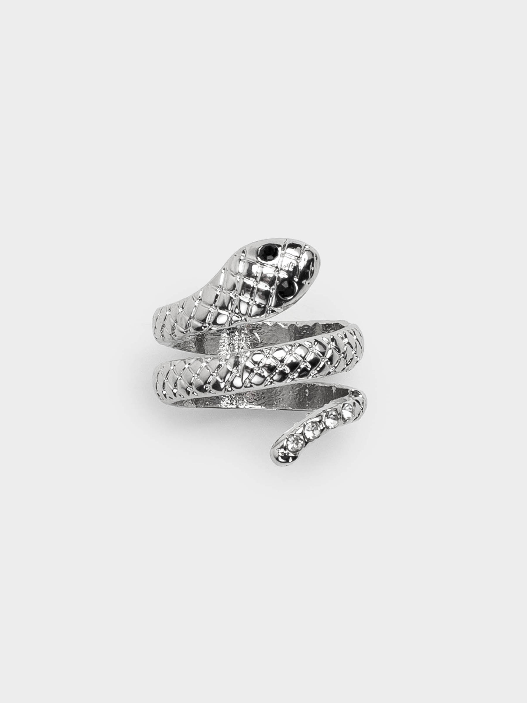 Кольцо, р. S-M, единый размер, металл, серебристое, Змея, Jewelry snake, image-5