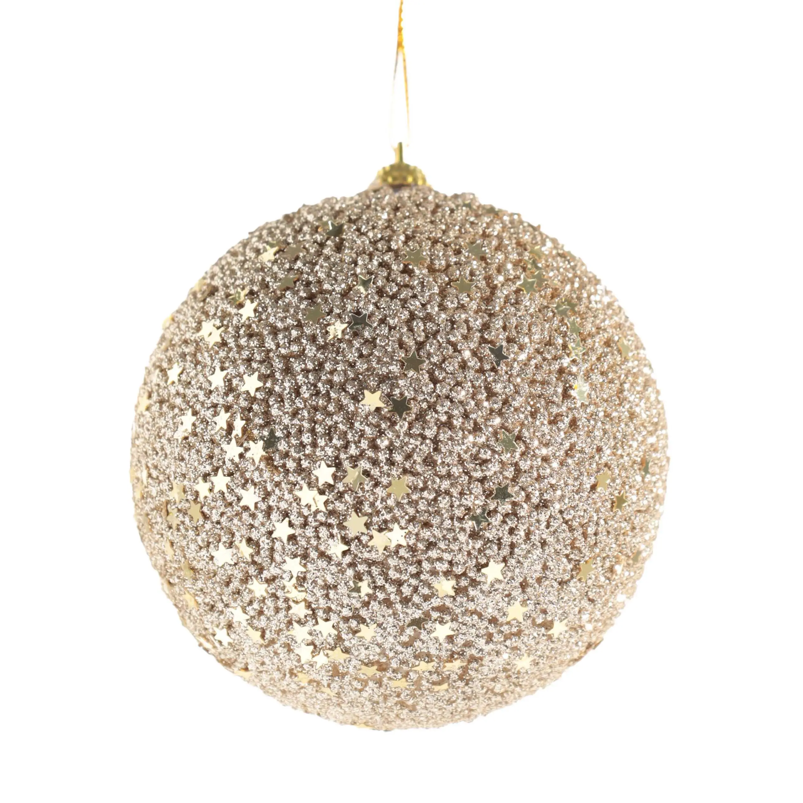 Игрушка елочная, 8 см, пенопласт, золотистая, Шар со звездами, Ball sparkle