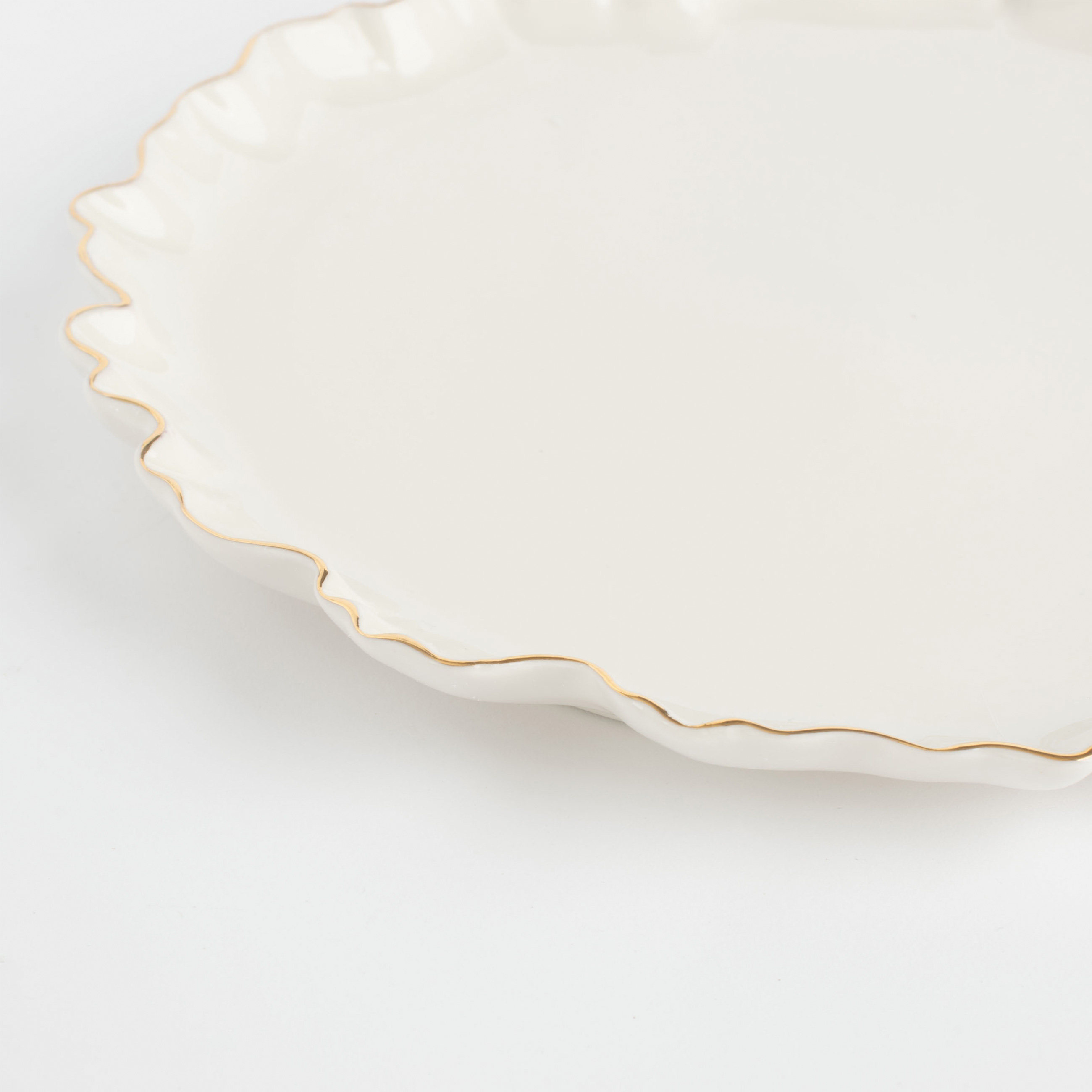 Тарелка обеденная, 25 см, фарфор Р, с золотистым кантом, Мятый эффект, Crumple gold изображение № 5