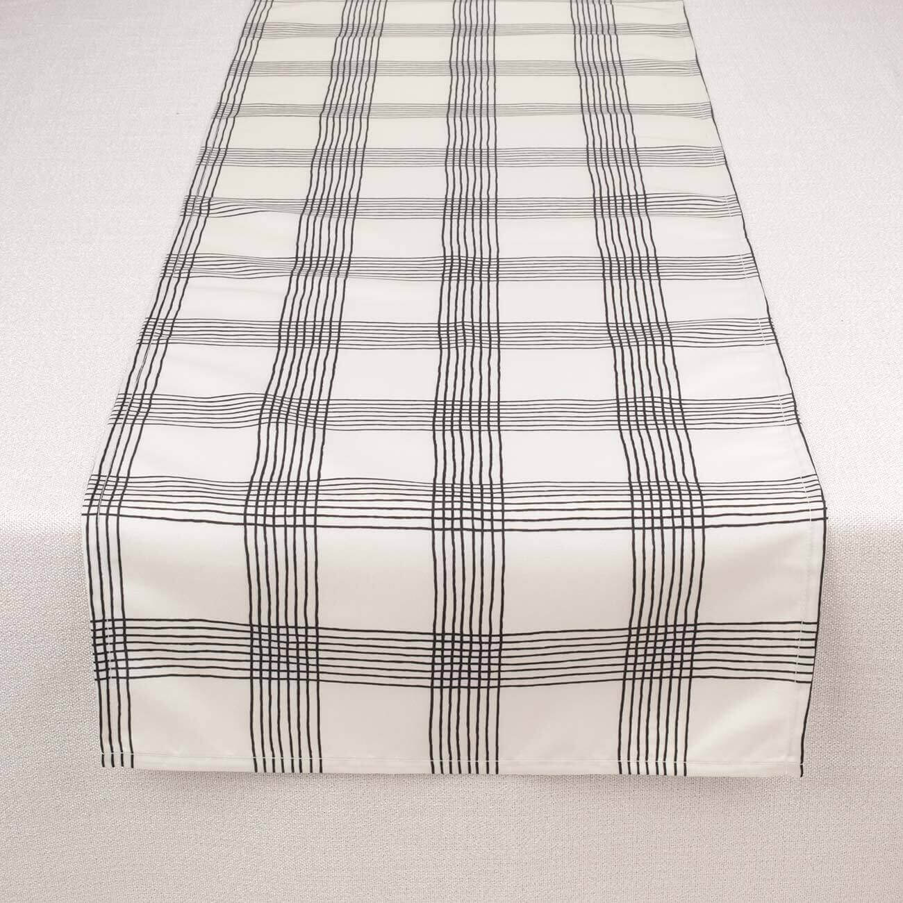 

Дорожка настольная, 40х160 см, полиэстер, бежевая, Клетка, Cage pattern