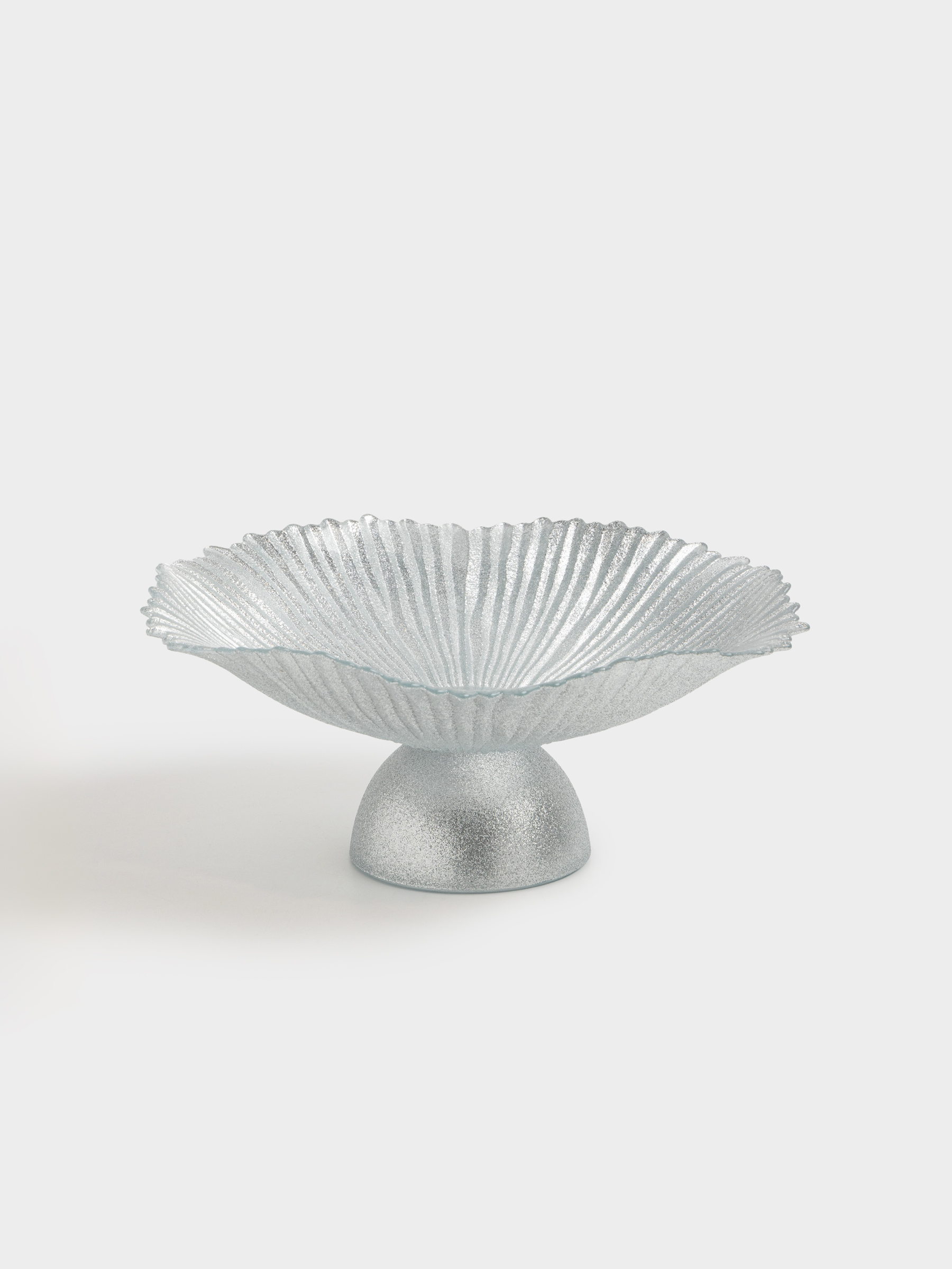 Ваза для фруктов, 32х13 см, на ножке, стекло Р, серебристая, Verge, image-2