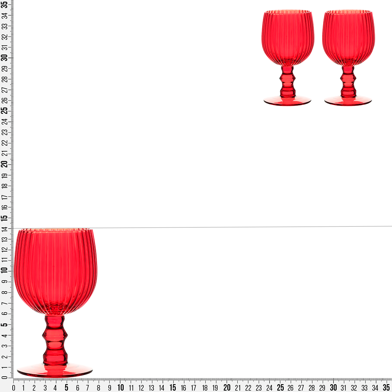Бокал-кубок для вина, 290 мл, 2 шт, стекло Р, красный, Ribby