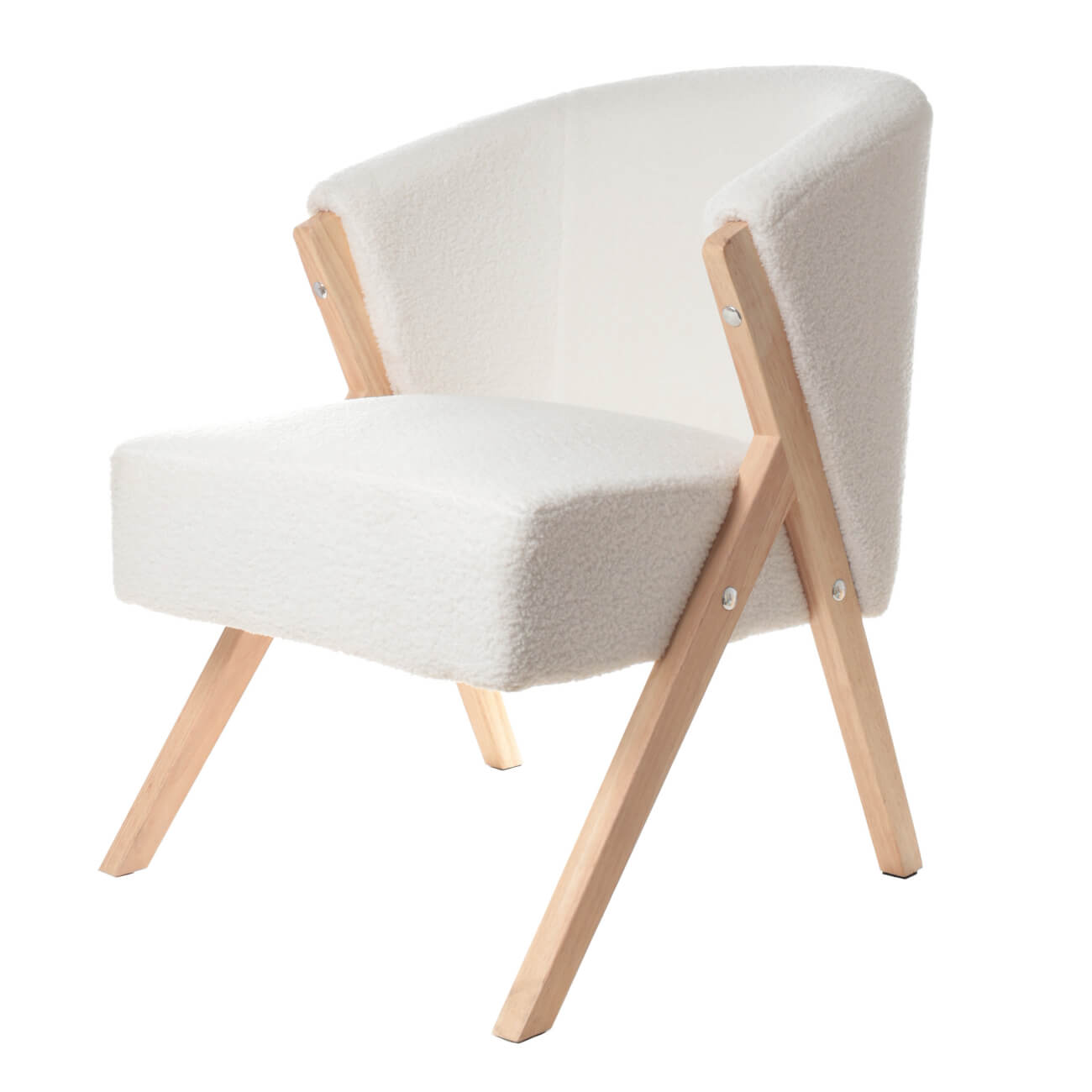 Кресло, 81 см, с подлокотниками, букле/дерево, молочное, Boucle изображение № 1