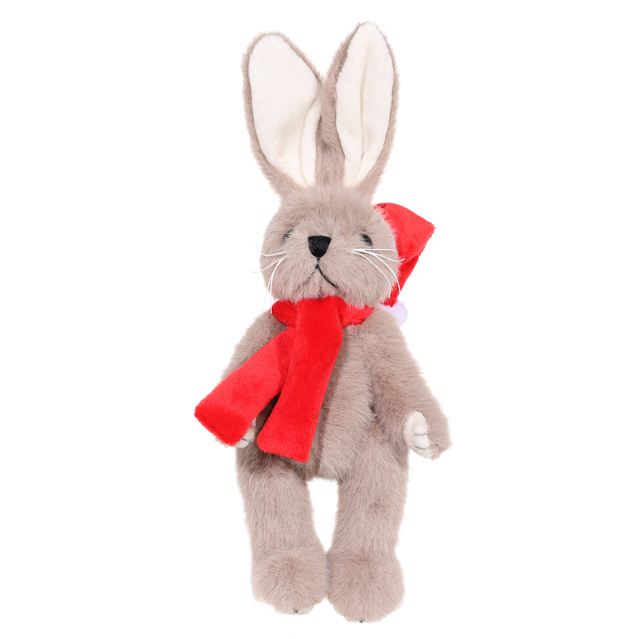 

Игрушка, 25 см, мягкая, полиэстр, серая, Заяц в шарфе и колпаке, Rabbit