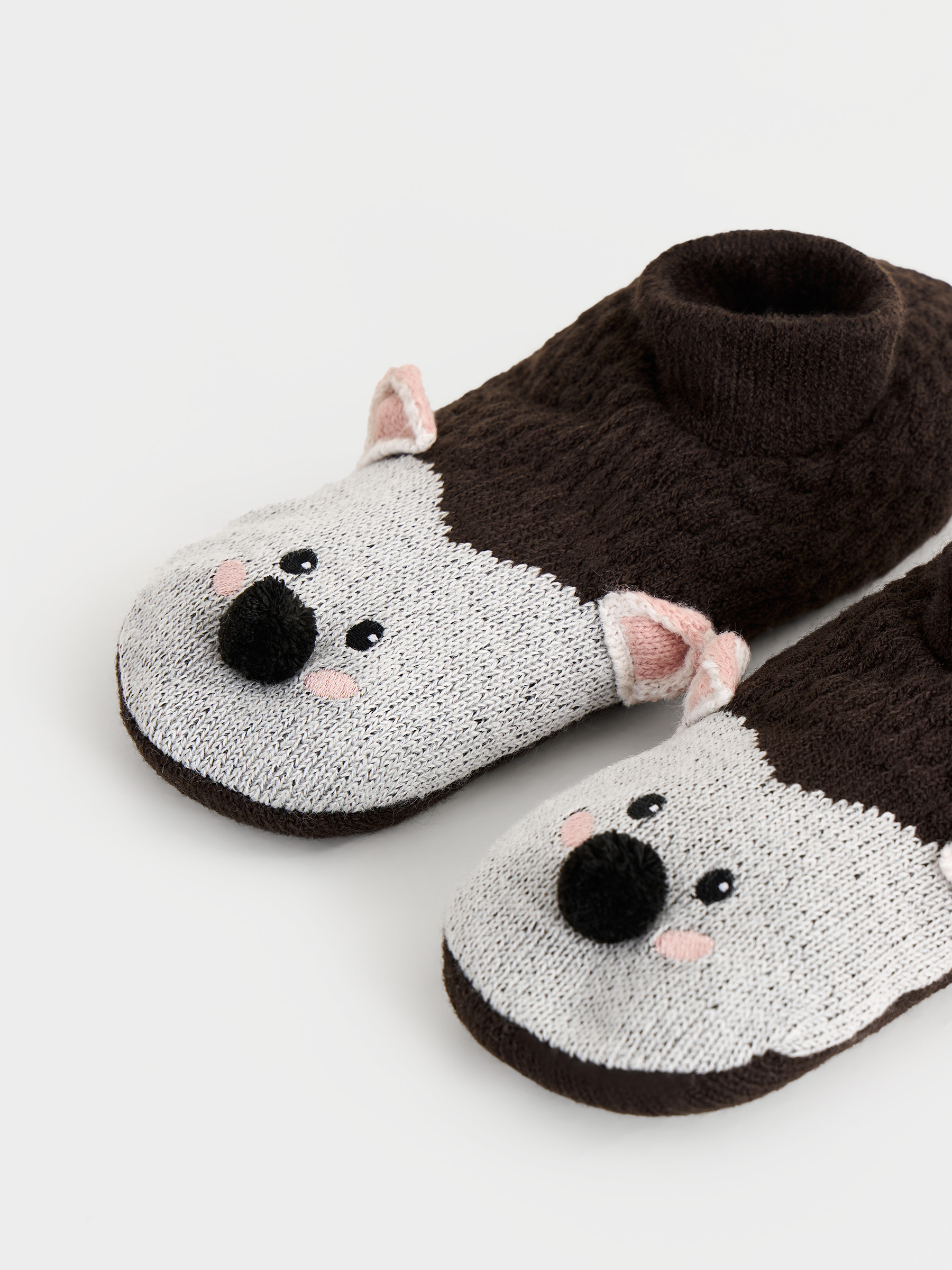 Носки женские, домашние, р. 36-38, акрил/шерпа, коричневые, Еж, Funny warm, image-1