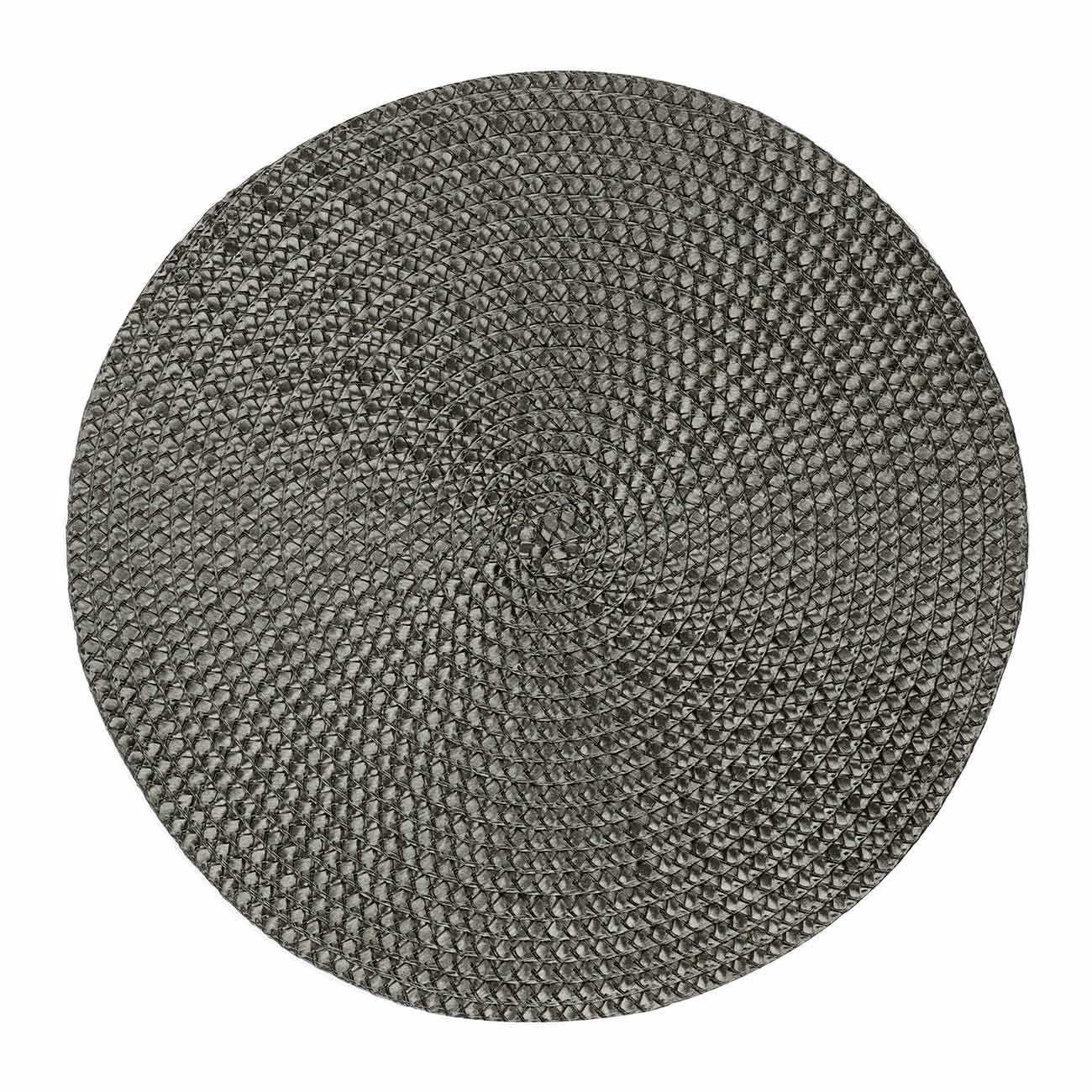 Салфетка под приборы, 38 см, полипропилен/ПЭТ, круглая, темно-зеленая, Circle braid, image-0