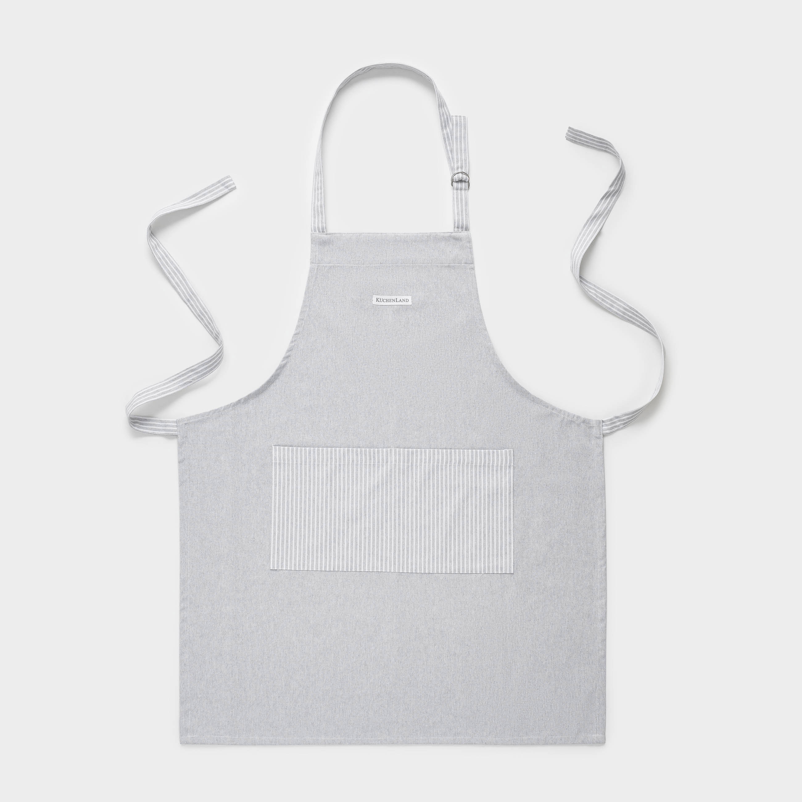 Фартук, 70x85 см, хлопок, светло-серый, Полосы, Stripe kitchen