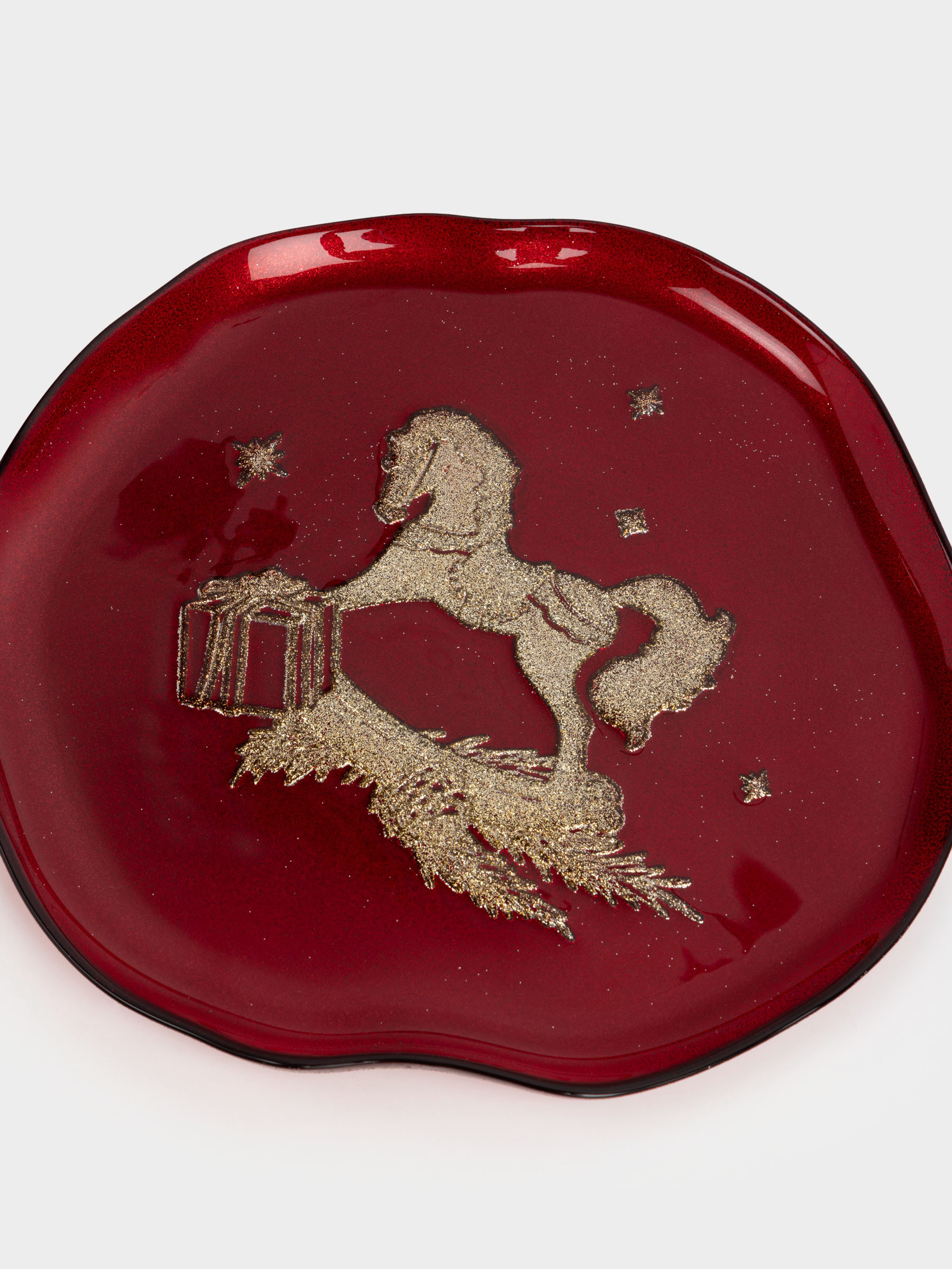 Блюдо, 28х2 см, стекло, бордовое, Лошадка, Brumal, image-3